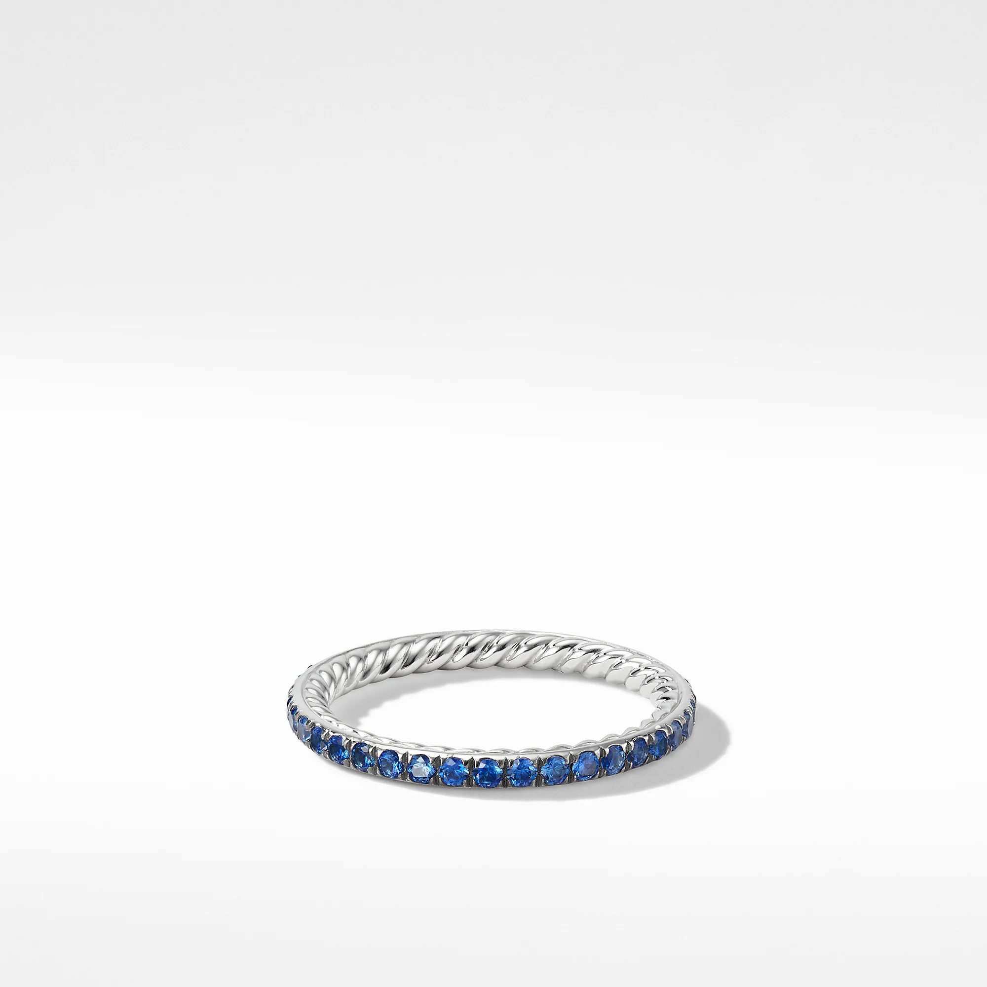 David Yurman Eden Band Ring In Platinum With Pavé Blue Sapphires, 1.85mm
