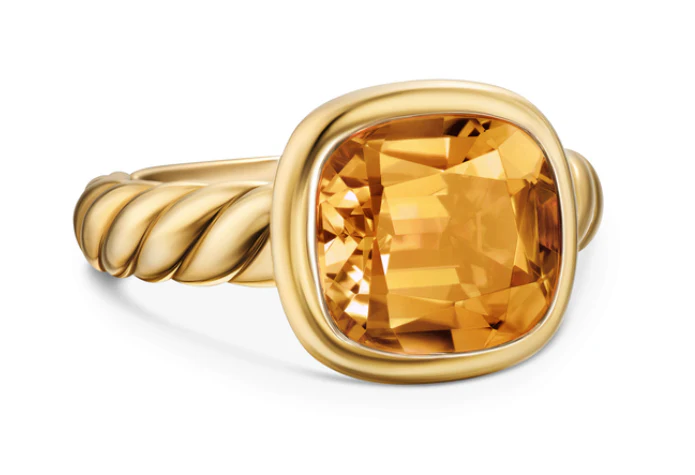 David Yurman Mercer® Stone Ring In 18k Yellow Gold With Citrine, 10mm