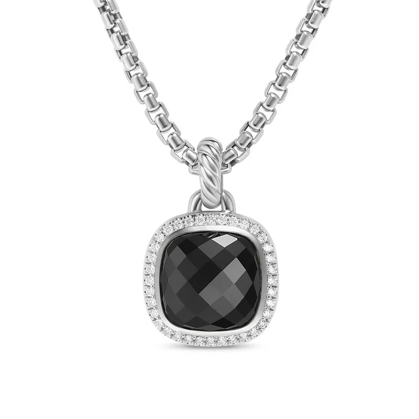 David Yurman Albion® Pendant In Sterling Silver With Black Onyx And Diamonds, 11mm