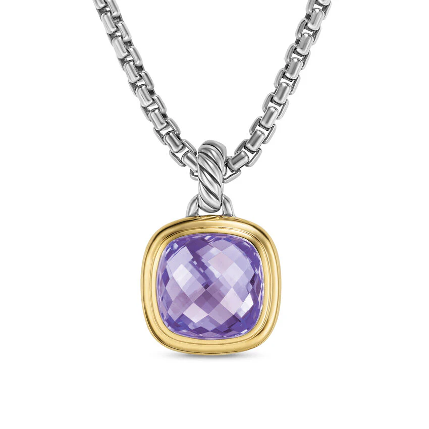 David Yurman Albion® Pendant In Sterling Silver With 18k Yellow Gold And Amethyst, 11mm
