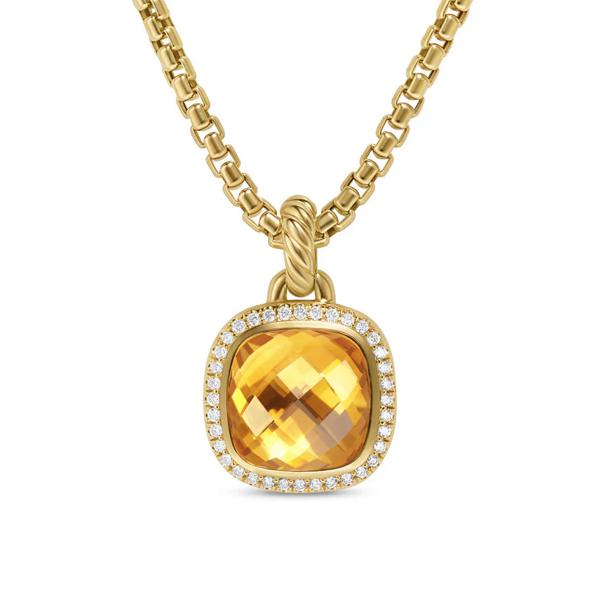 David Yurman Albion® Pendant In 18k Yellow Gold With Citrine And Diamonds, 11mm