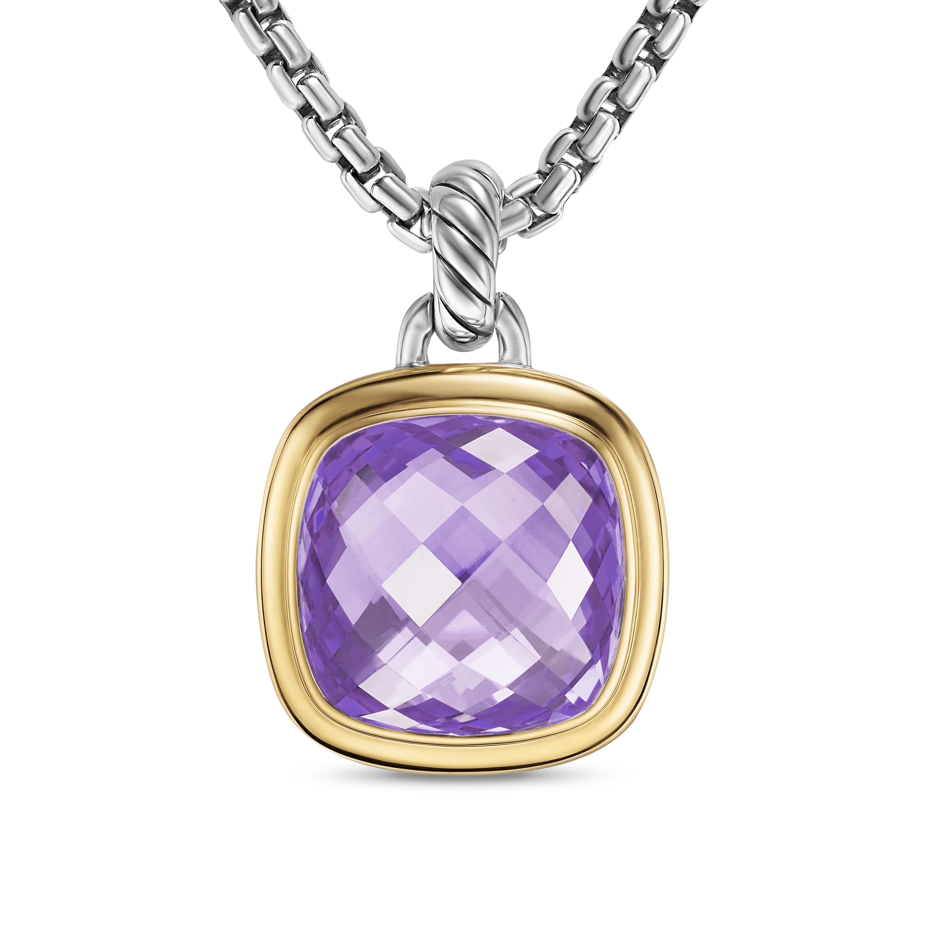 David Yurman Albion® Pendant In Sterling Silver With 18k Yellow Gold And Amethyst, 15mm