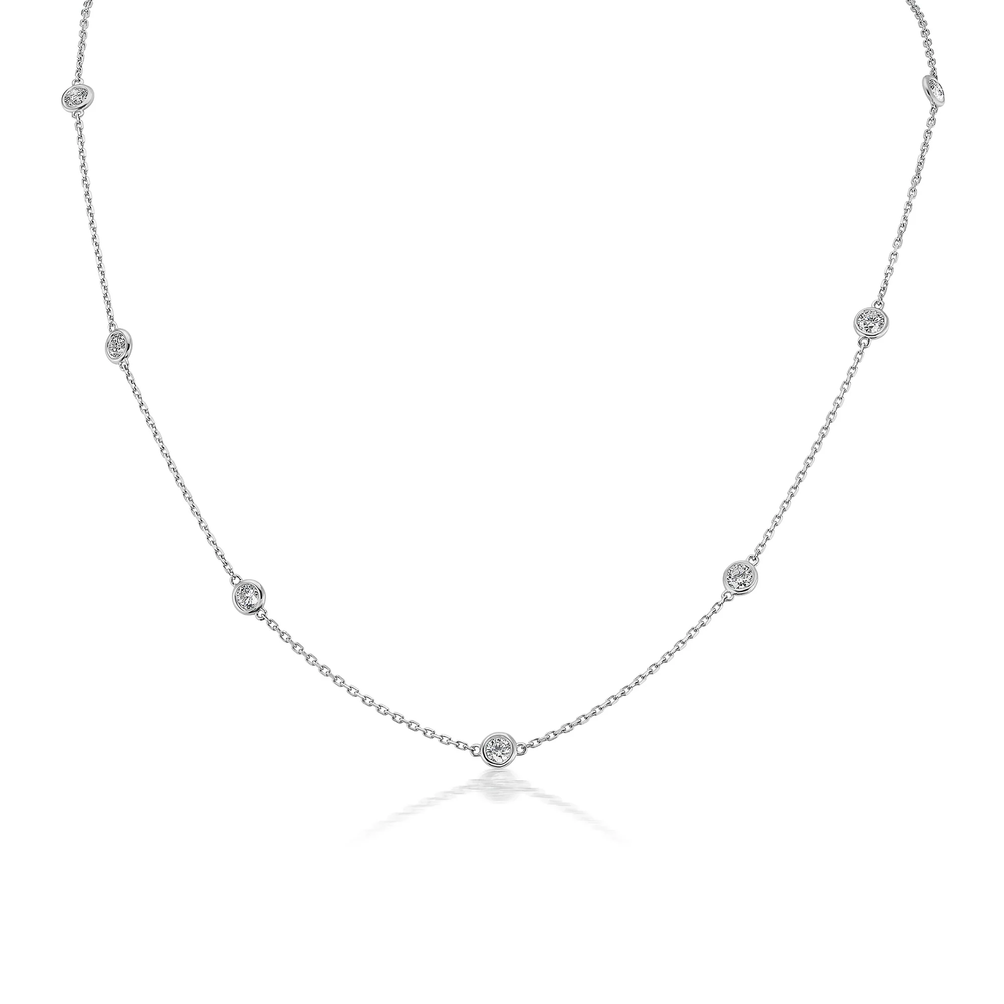 18k White Gold 1.00ctw Diamond by the Yard Necklace