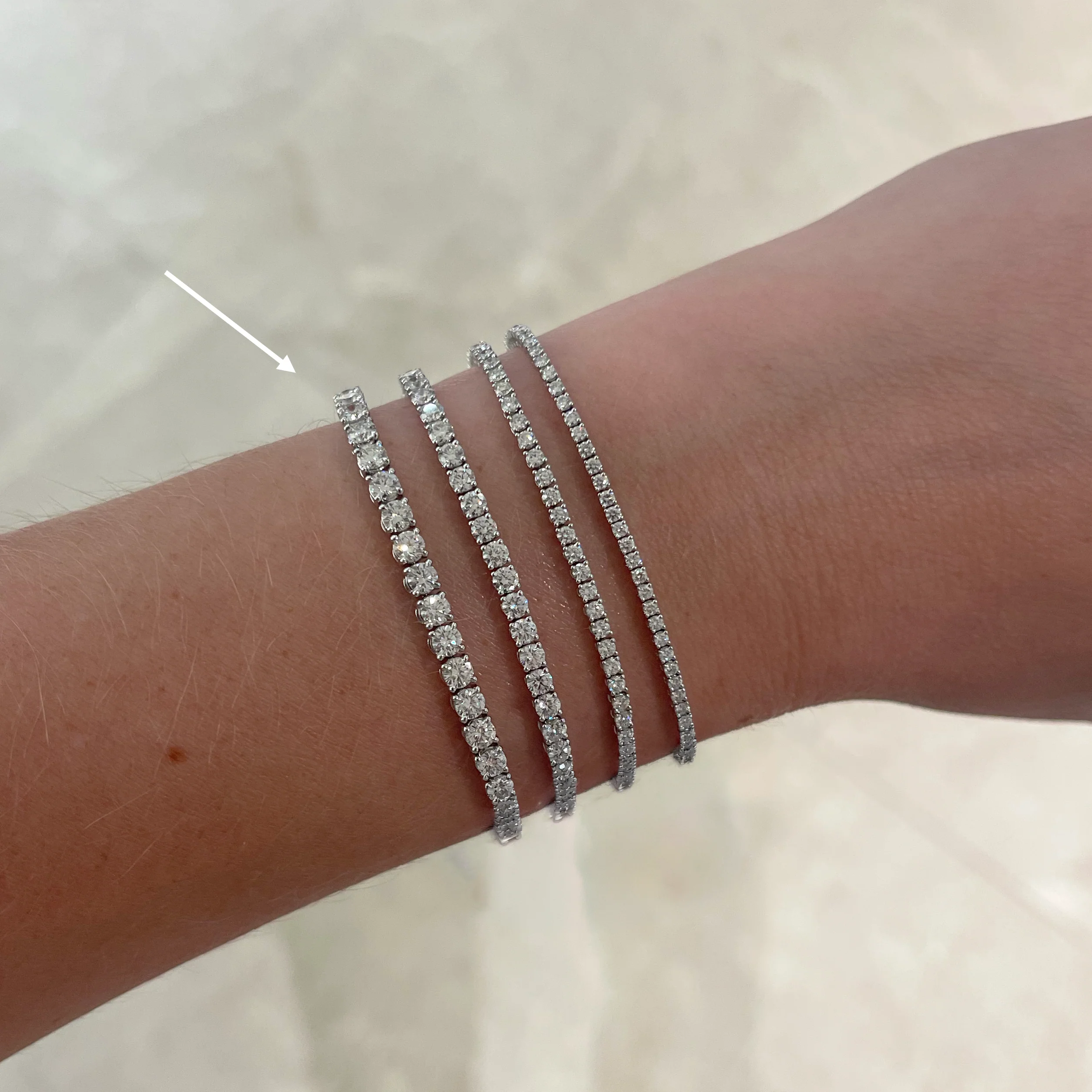 18k White Gold 5.77ctw Diamond Tennis Bracelet - Image 3