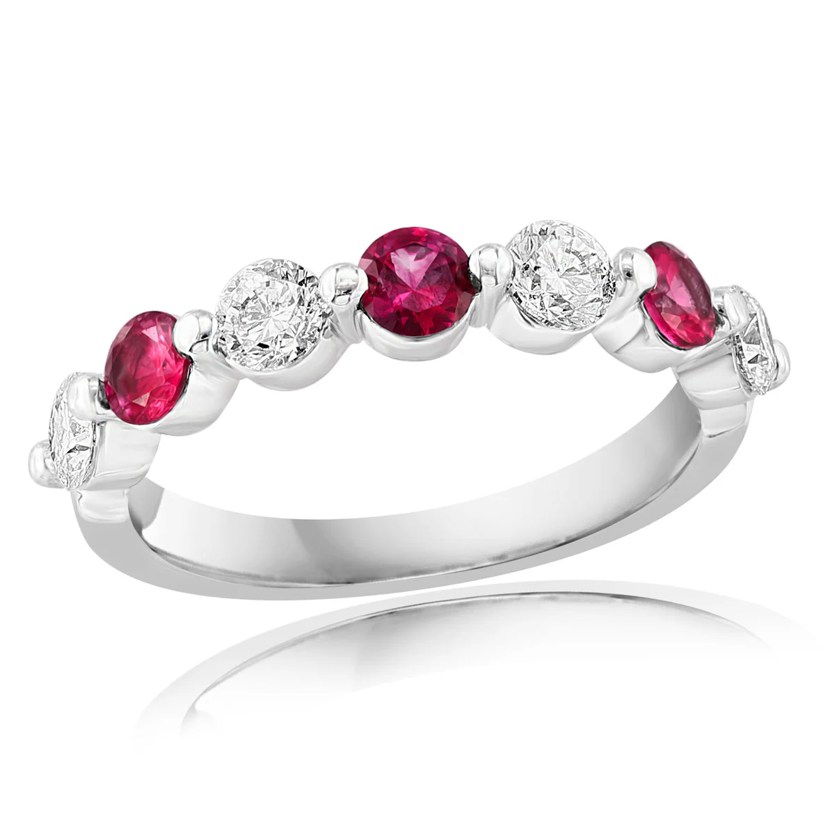 Alternating Round Ruby & Diamond Band