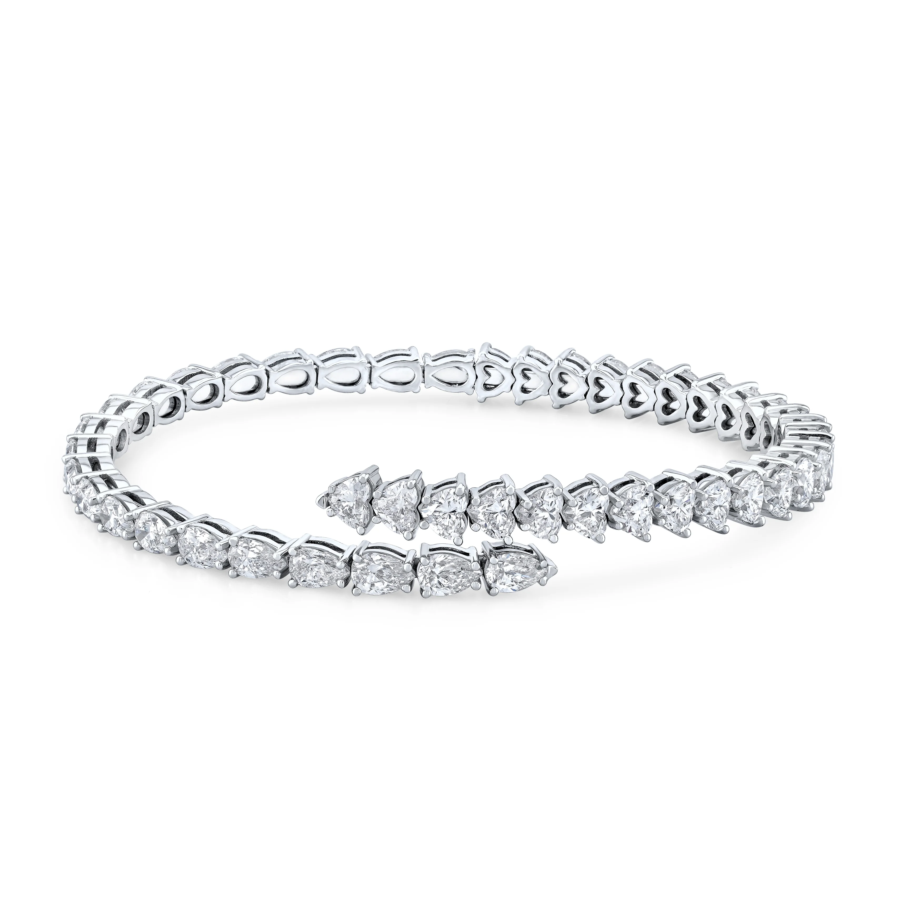 18k White Gold Diamond Bypass Bracelet