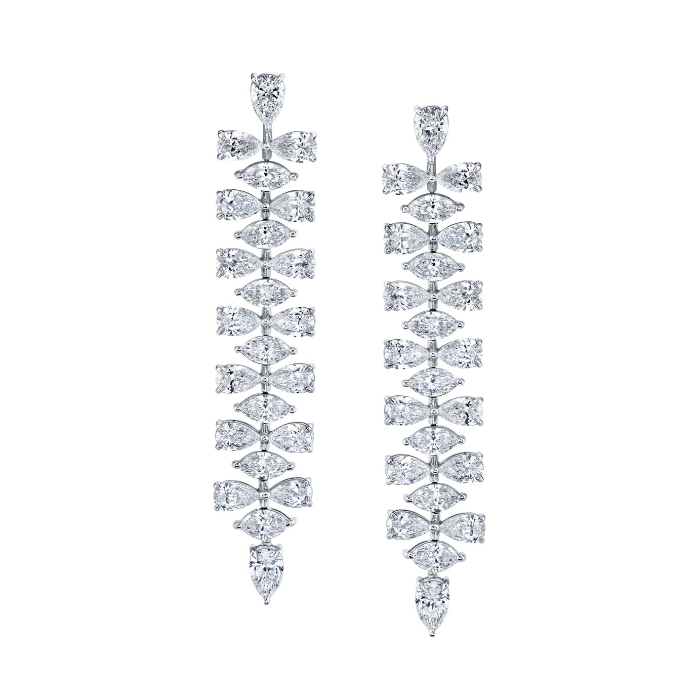 18k White Gold Diamond Dangle Earrings