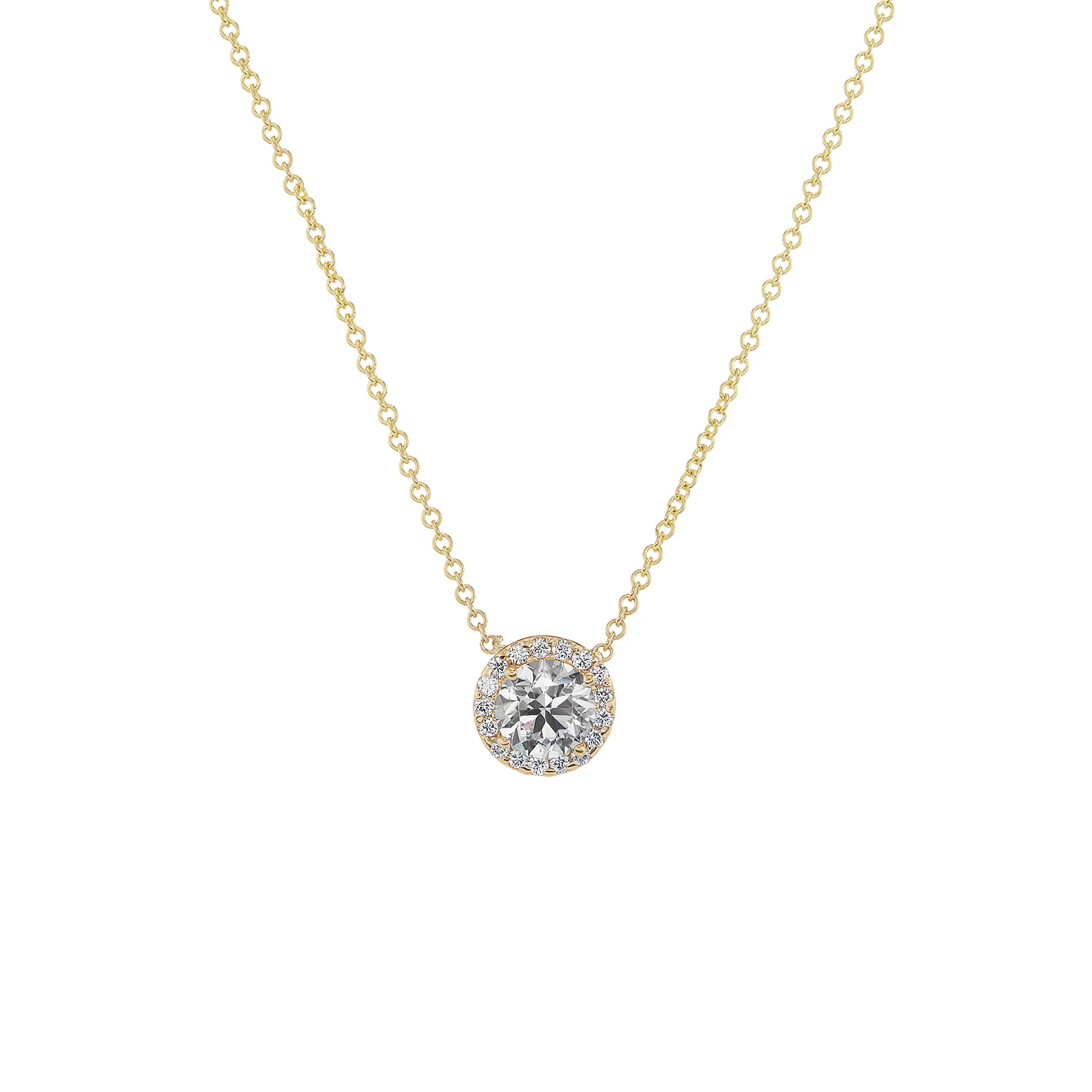 18k White Gold Diamond Pendant Necklace With Halo