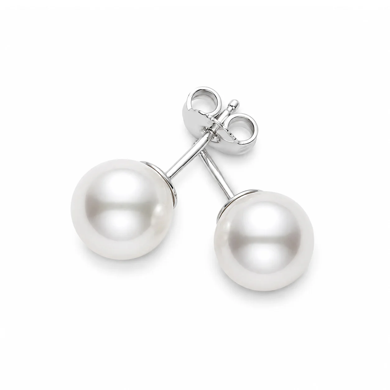 18K White Gold 6x6.5mm Pearl Stud Earrings