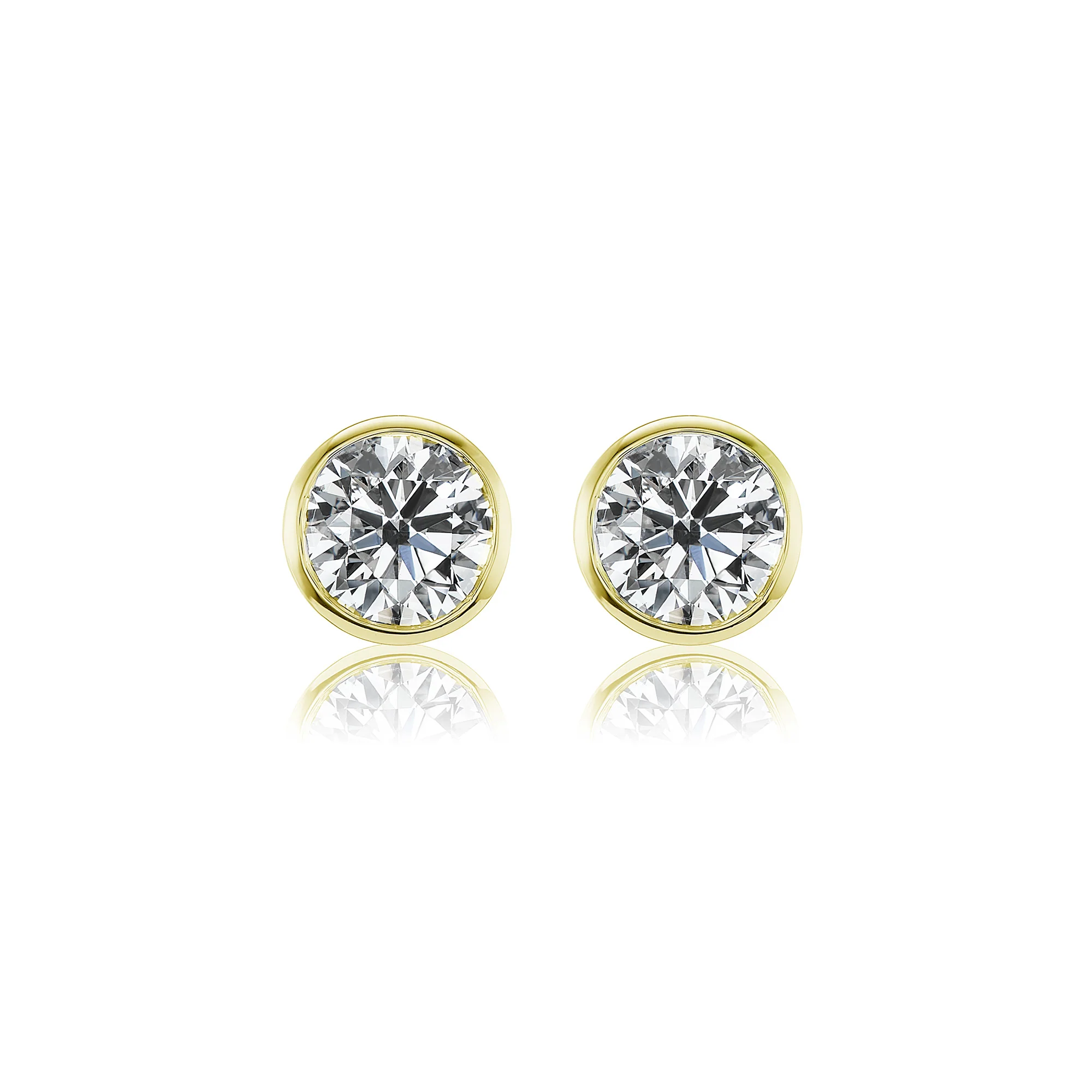 18k Yellow Gold 0.50ctw Bezel-set Diamond Stud Earrings