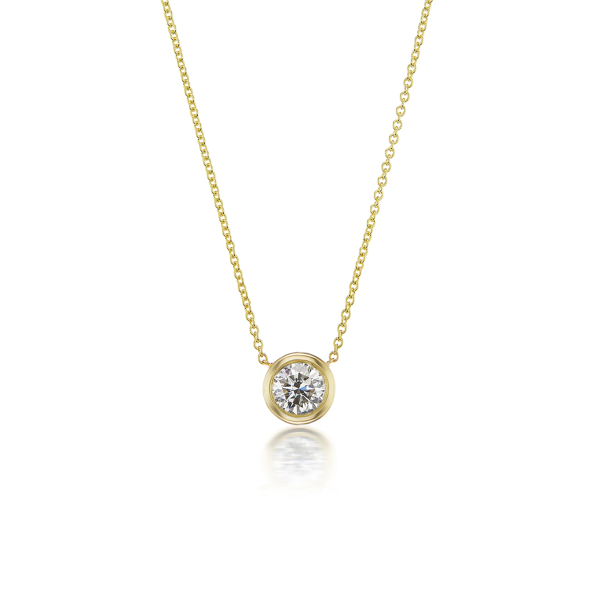 18k Yellow Gold 0.70ct Bezel-set Diamond Pendant Necklace