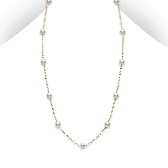 Mikimoto 18k Yellow Gold 5.5mm Pearl Chain 18" Necklace