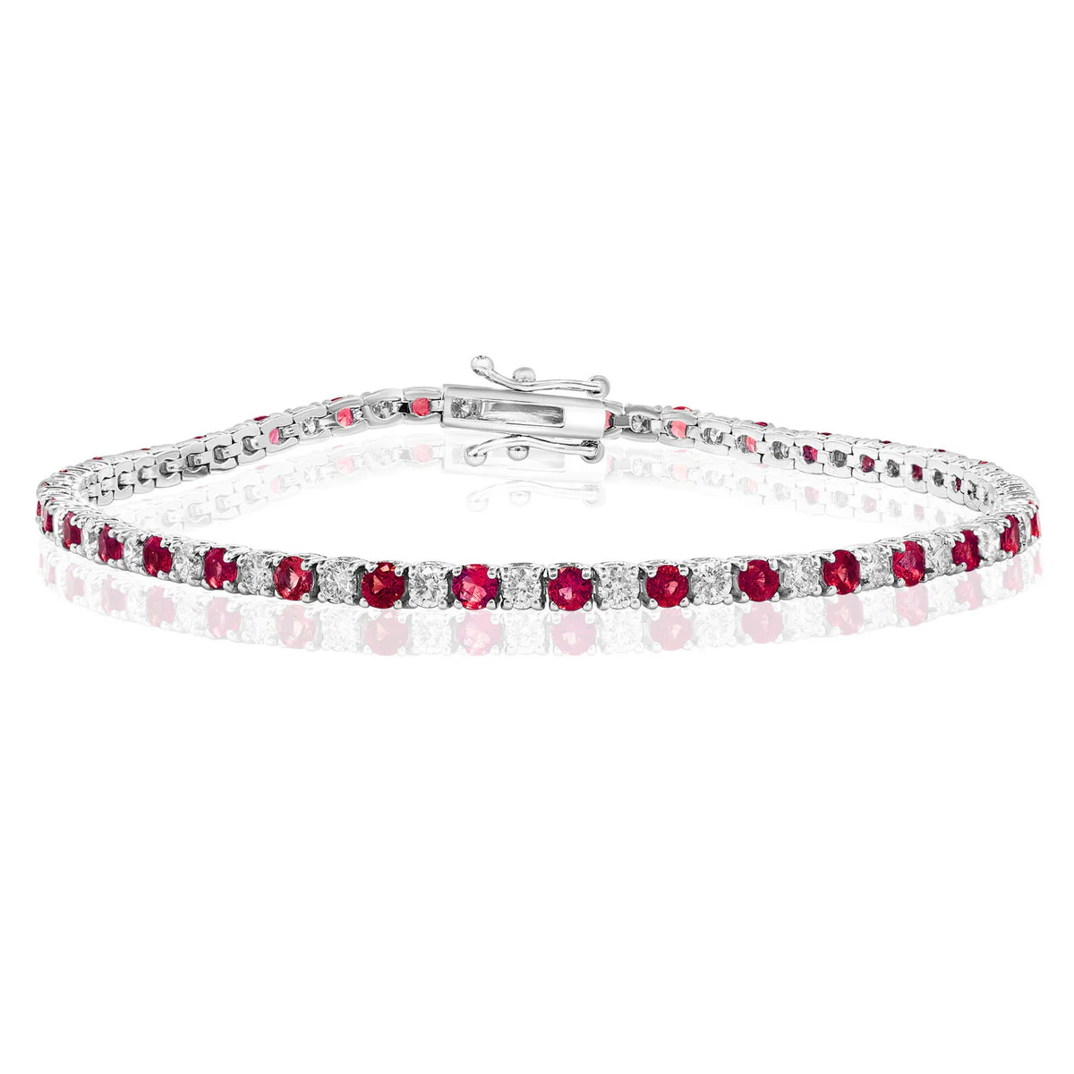 18k White Gold Ruby & Diamond Bracelet