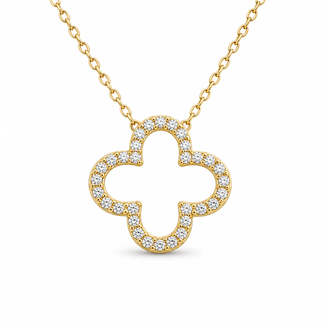 18k Yellow Gold Quatrefoil Pendant Necklace