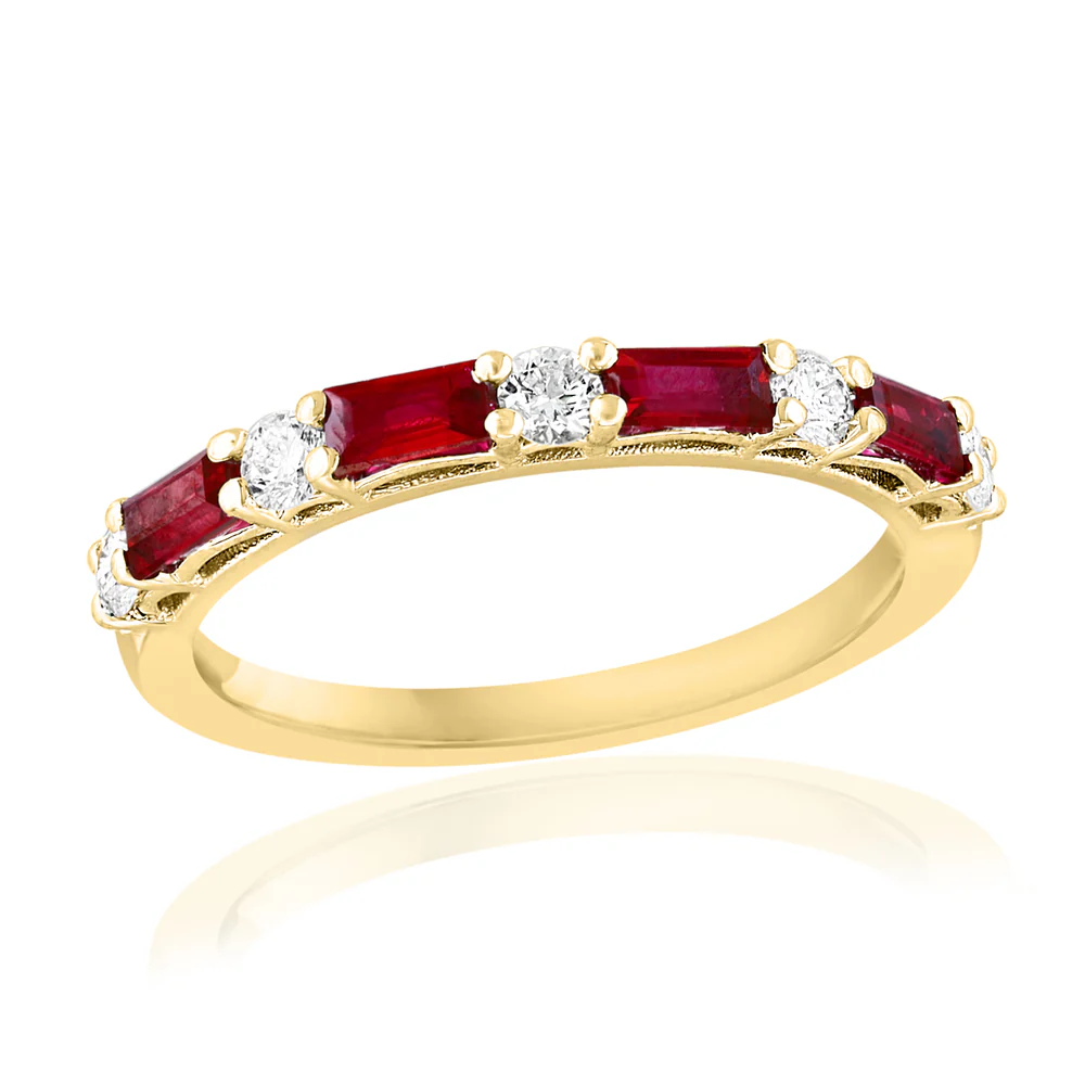 18k Yellow Gold Ruby & Diamond Band