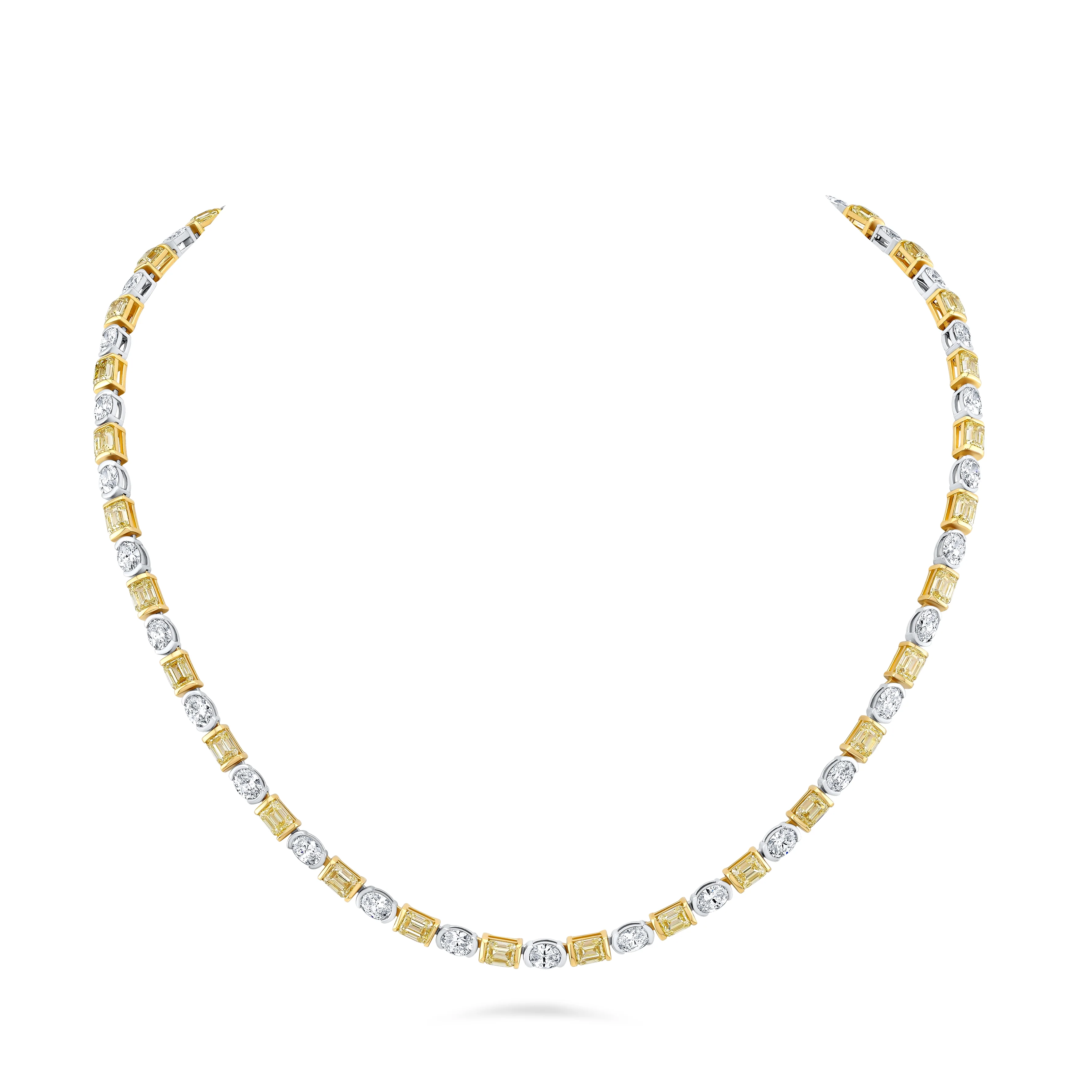 18k Yellow & White Gold Alternating Diamond Necklace