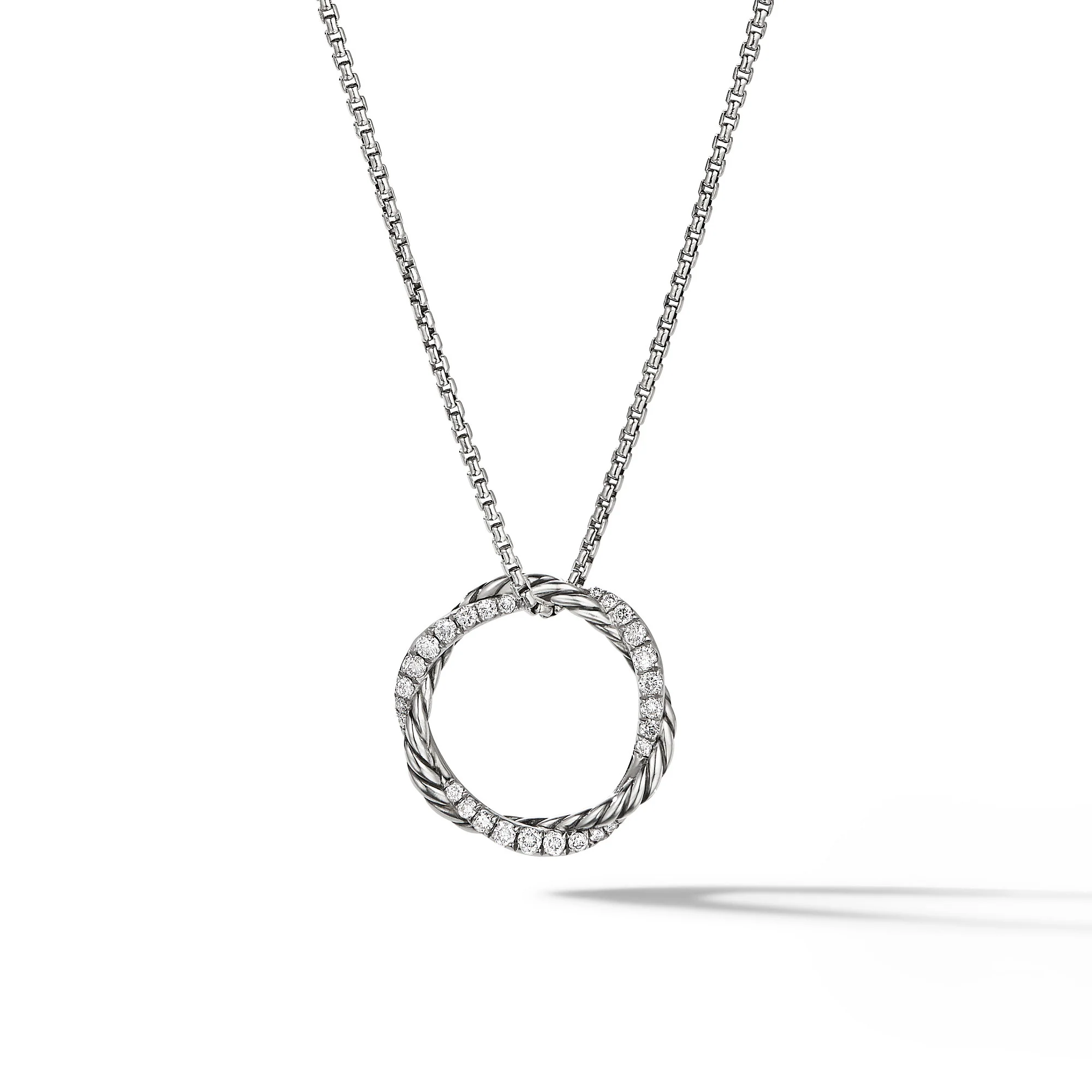 David Yurman Petite Infinity Pendant Necklace In Sterling Silver With Diamonds, 18mm
