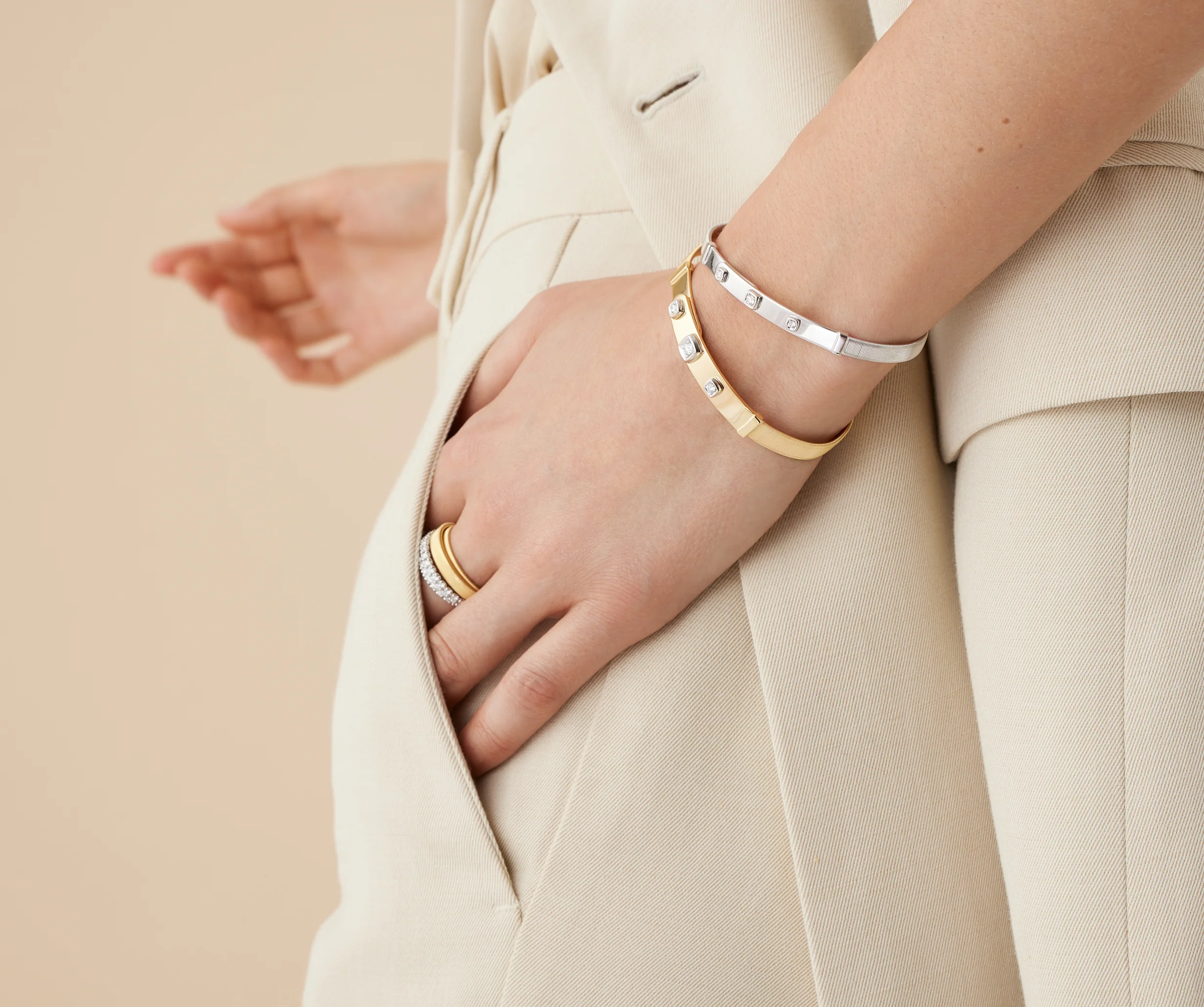 Coil Bangle with Three Diamond Stations, 0.20ctw - Image 3