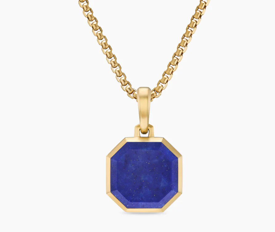 David Yurman Faceted Stone Amulet In 18k Yellow Gold With Lapis, 16mm
