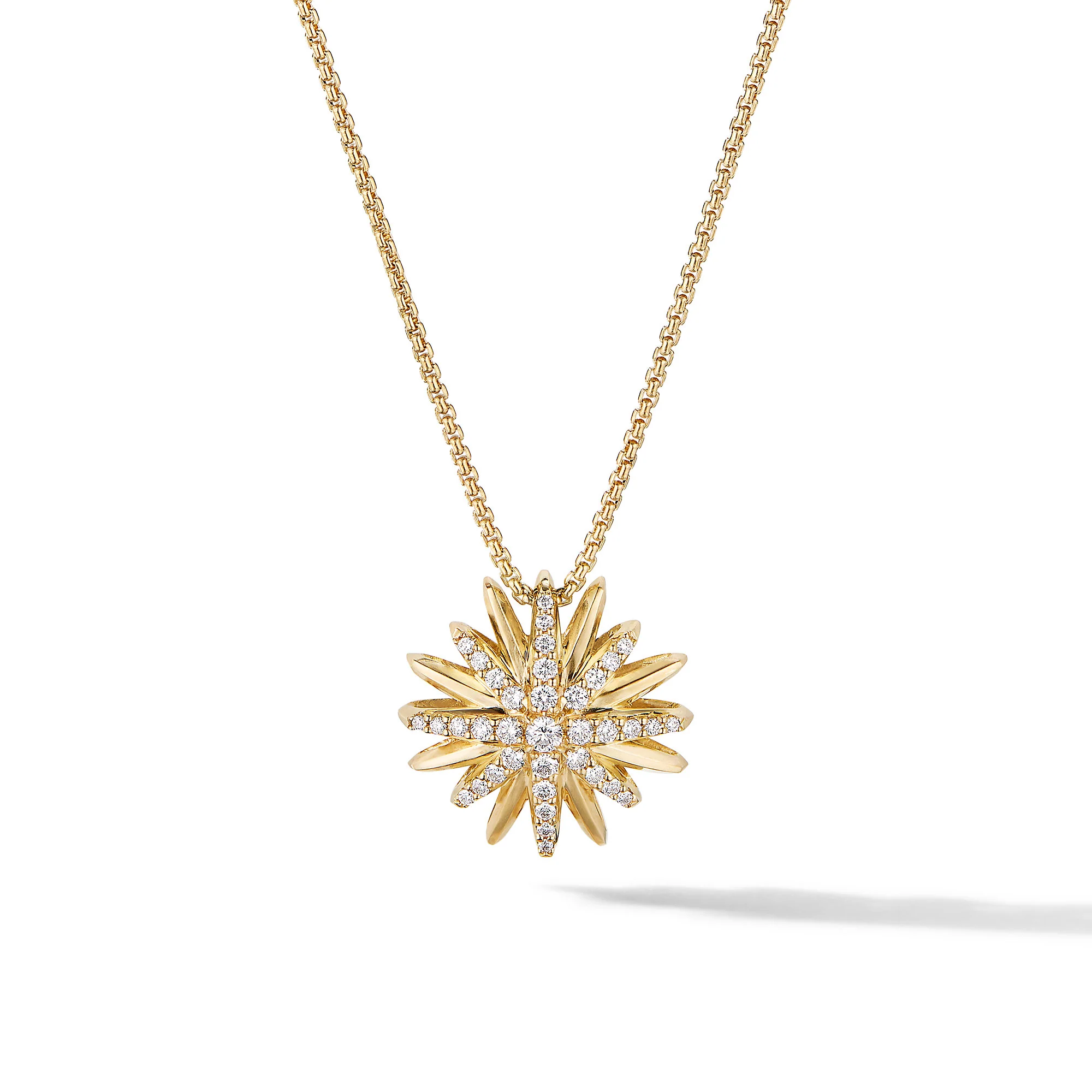 David Yurman Starburst Pendant Necklace In 18k Yellow Gold With Diamonds, 19mm