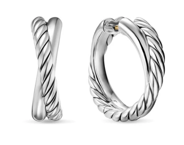 David Yurman Crossover Hoop Earrings In Sterling Silver, 22.3mm