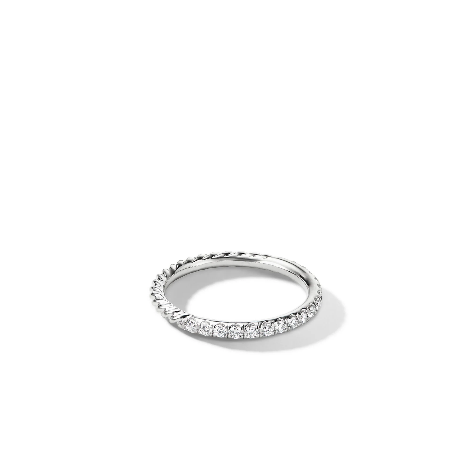 David Yurman Cable Collectibles® Stack Ring In 18k White Gold With Diamonds, 2mm