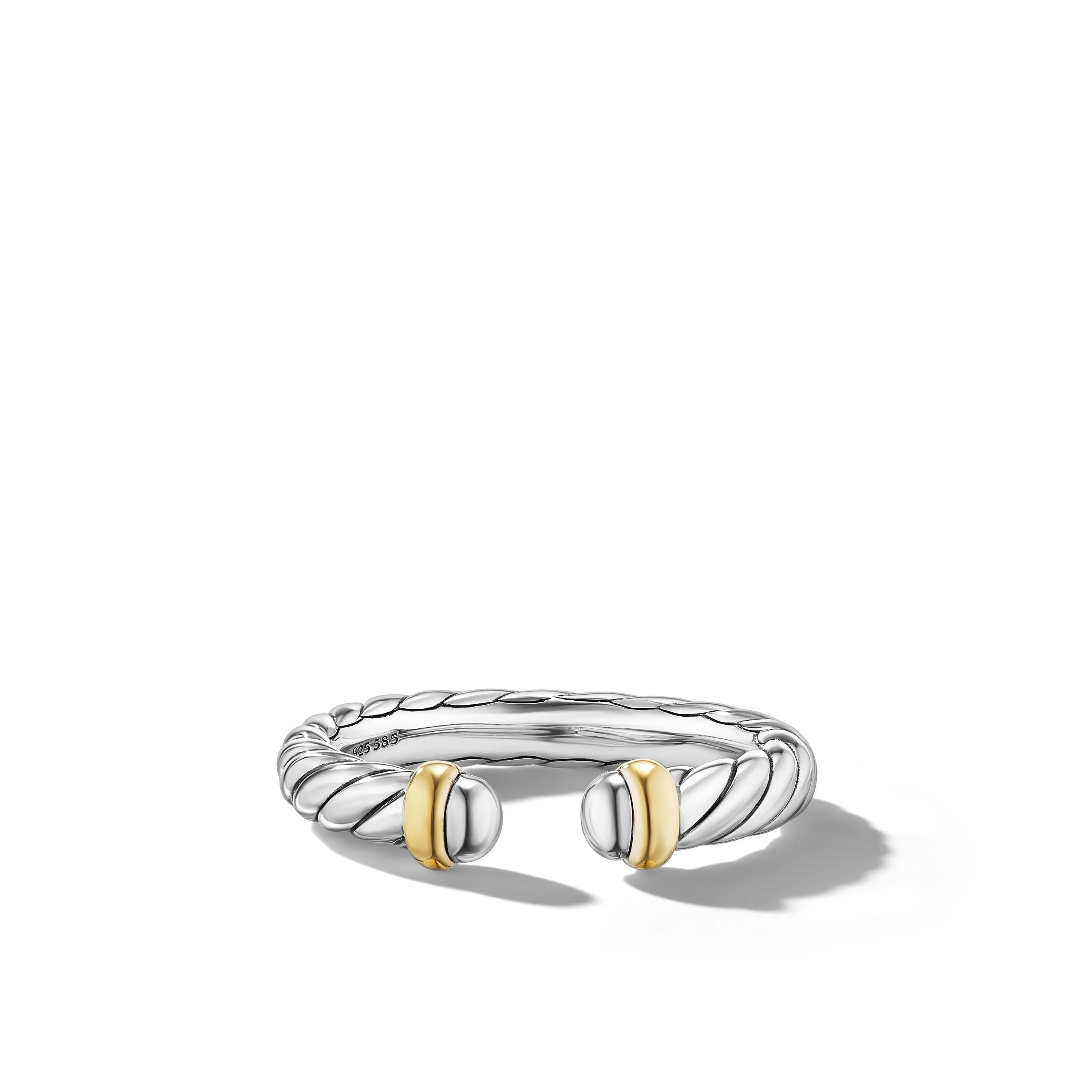David Yurman Petite Cable Ring In Sterling Silver With 14k Yellow Gold, 3.4mm
