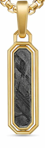David Yurman Streamline® Inlay Amulet In 18k Yellow Gold With Meteorite And Grey Diamonds, 30.7mm