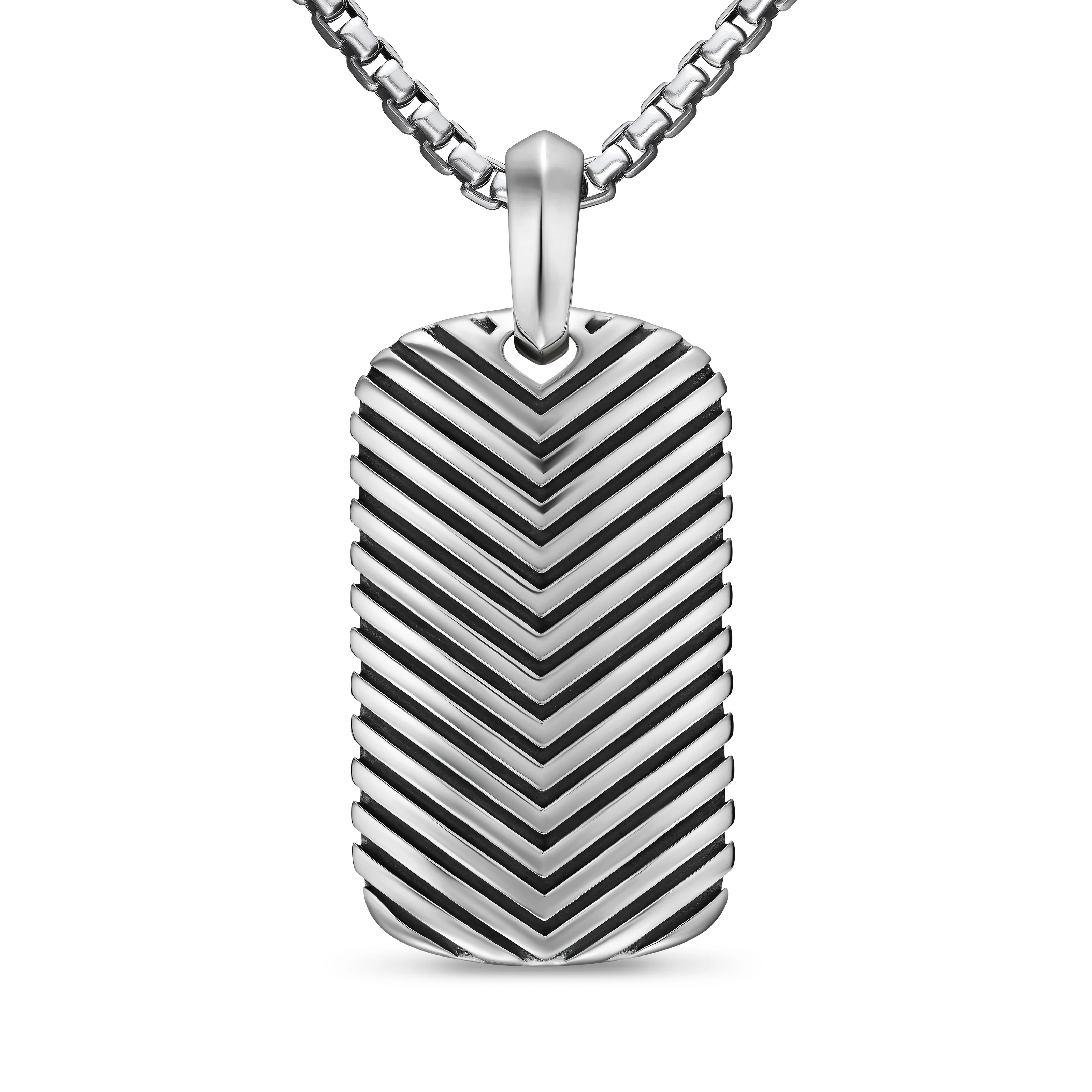 David Yurman Chevron Tag In Sterling Silver, 34mm