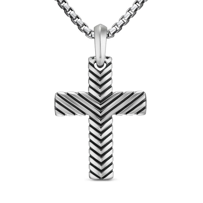 David Yurman Chevron Cross Pendant In Sterling Silver, 36mm