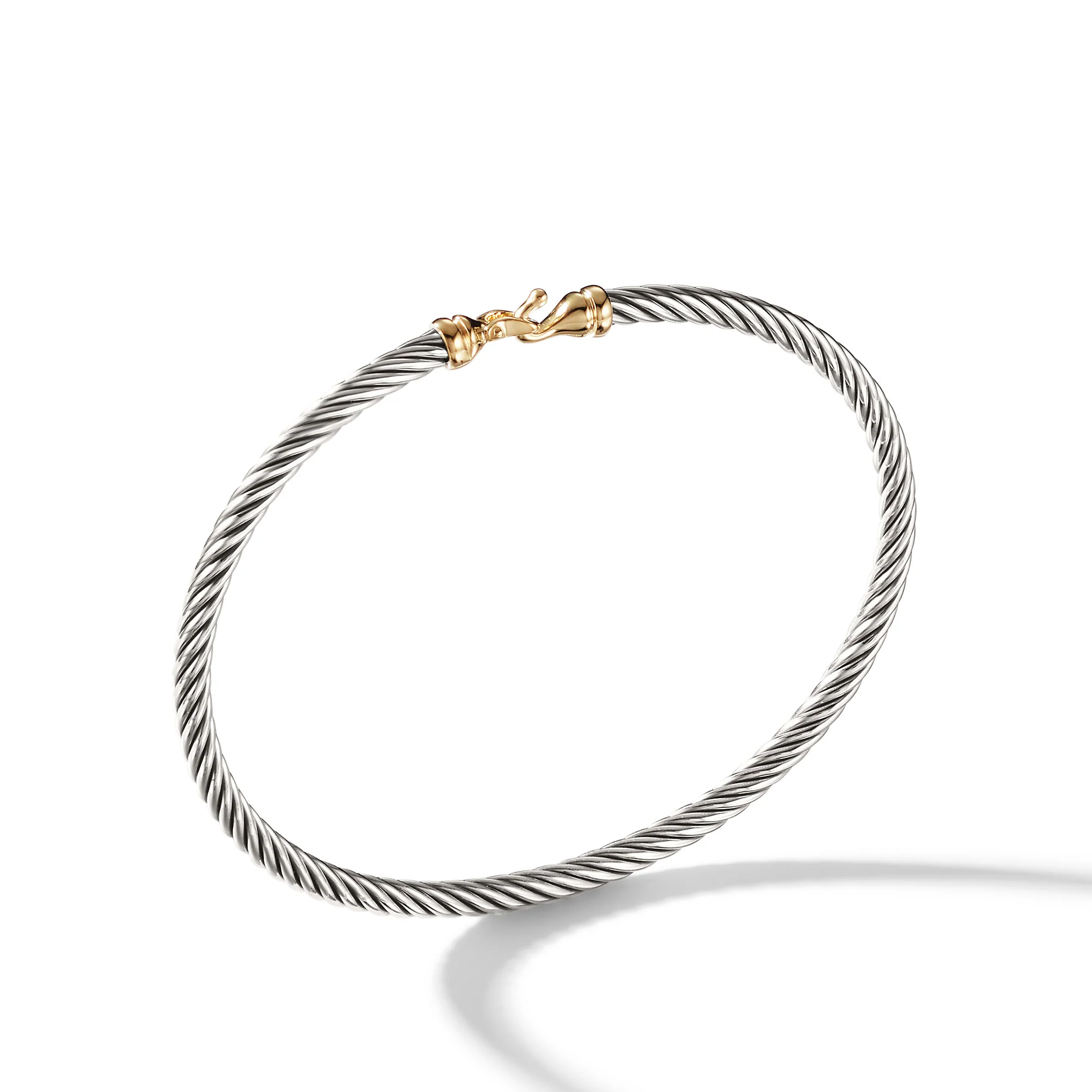 David Yurman Buckle Classic Cable Bracelet In Sterling Silver With 18k Yellow Gold, 3mm