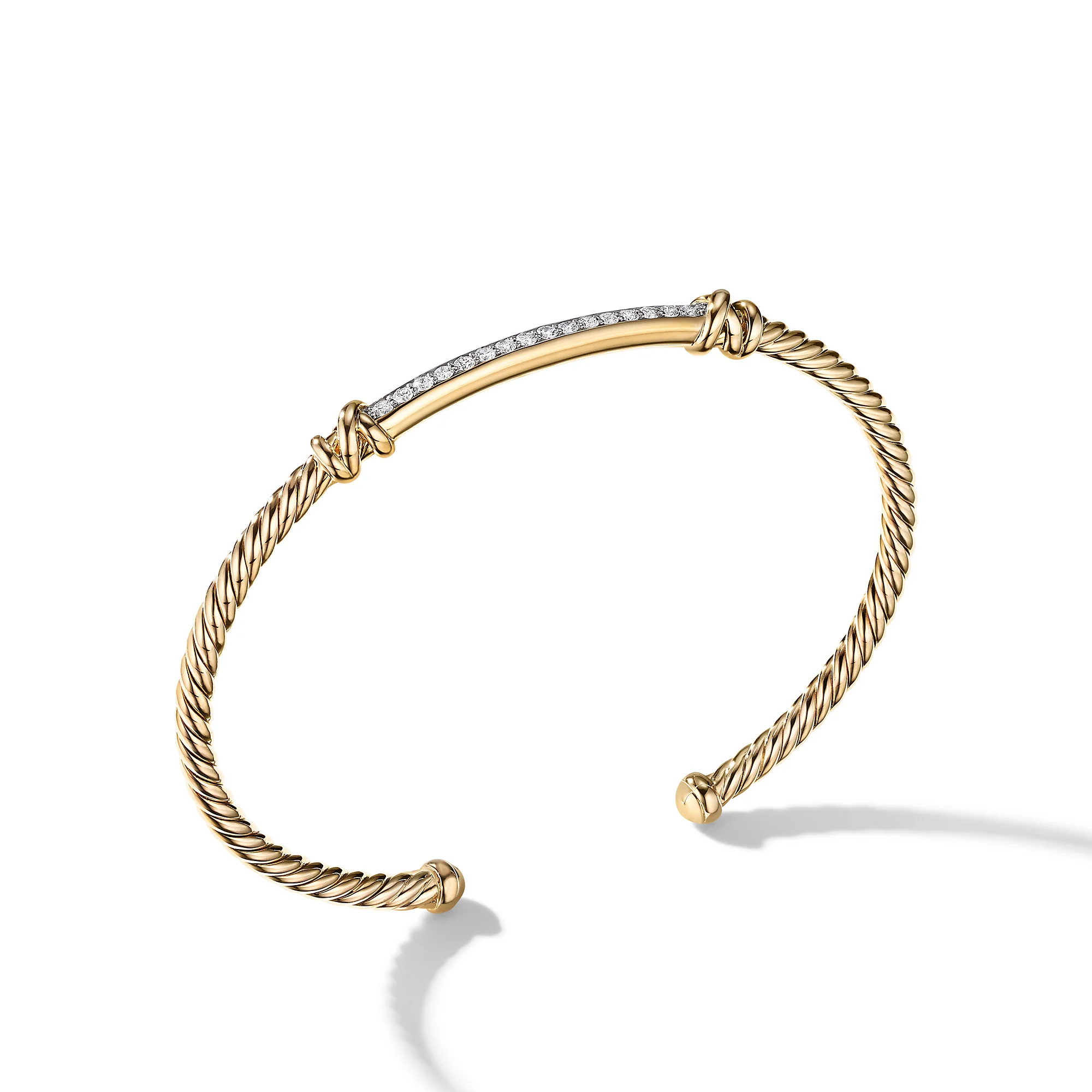 David Yurman Petite Helena Cablespira® Station Bracelet In 18k Yellow Gold With Diamonds, 3mm