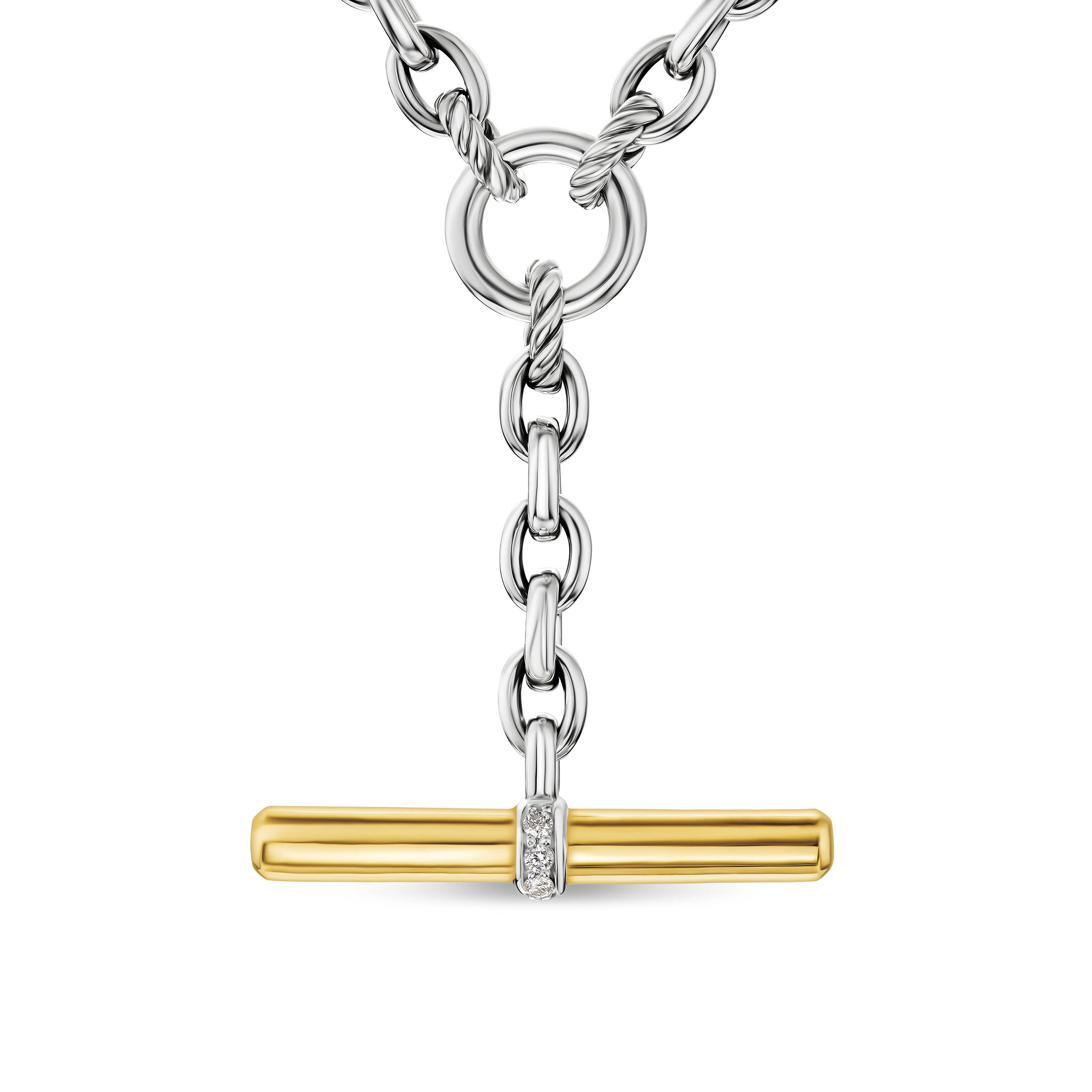 David Yurman Mercer® Petite Toggle Chain Necklace In Sterling Silver And 18k Yellow Gold With Diamonds, 4.5mm
