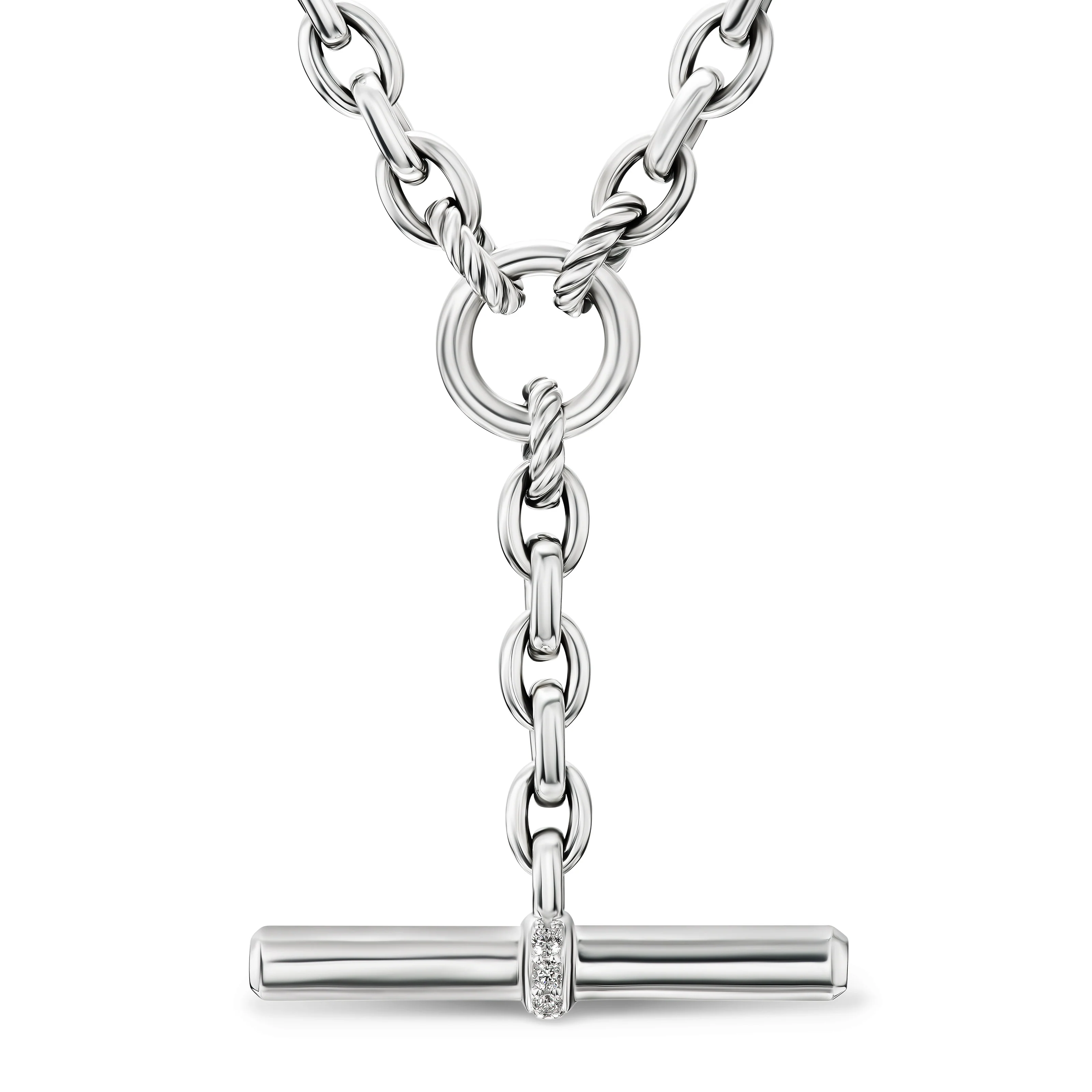 David Yurman Mercer® Petite Toggle Chain Necklace In Sterling Silver With Diamonds, 4.5mm