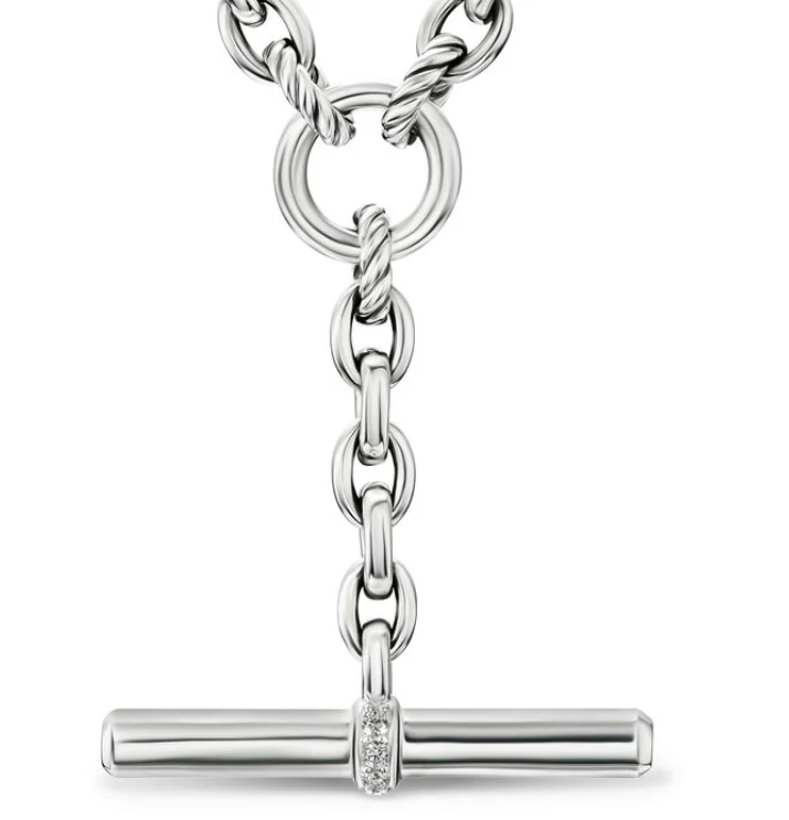 David Yurman Mercer® Petite Toggle Chain Necklace In Sterling Silver With Diamonds, 4.5mm