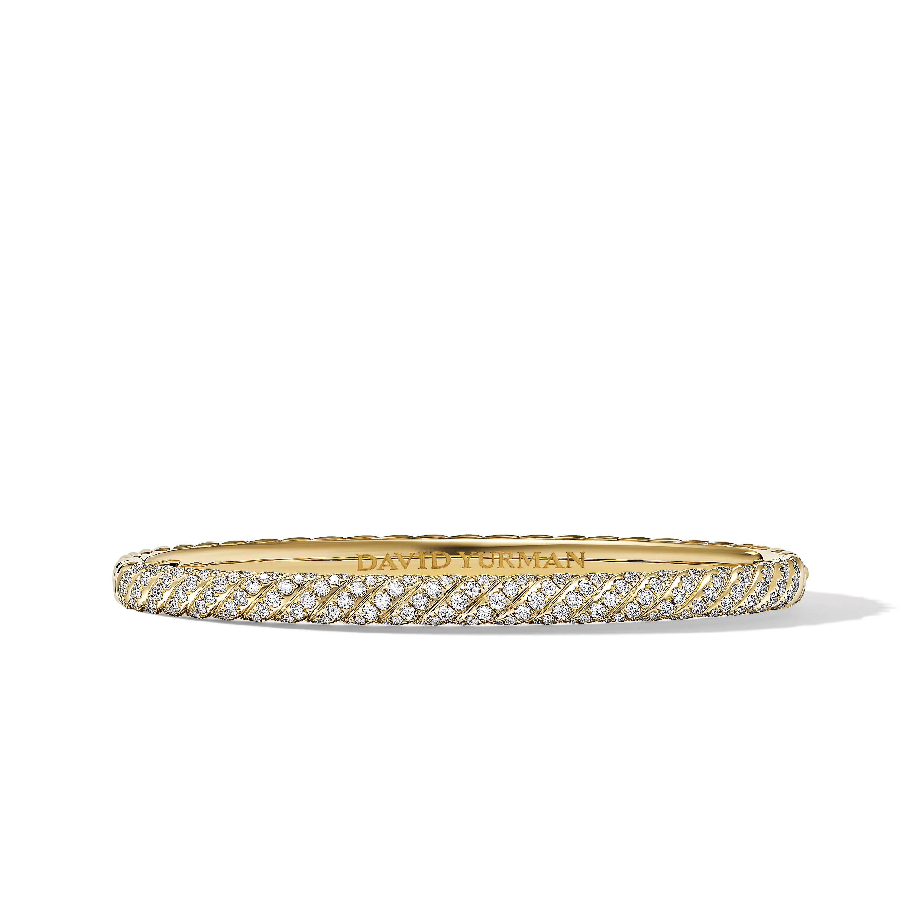 David Yurman Sculpted Cable Bangle Bracelet In 18k Yellow Gold With Diamonds, 4.6mm