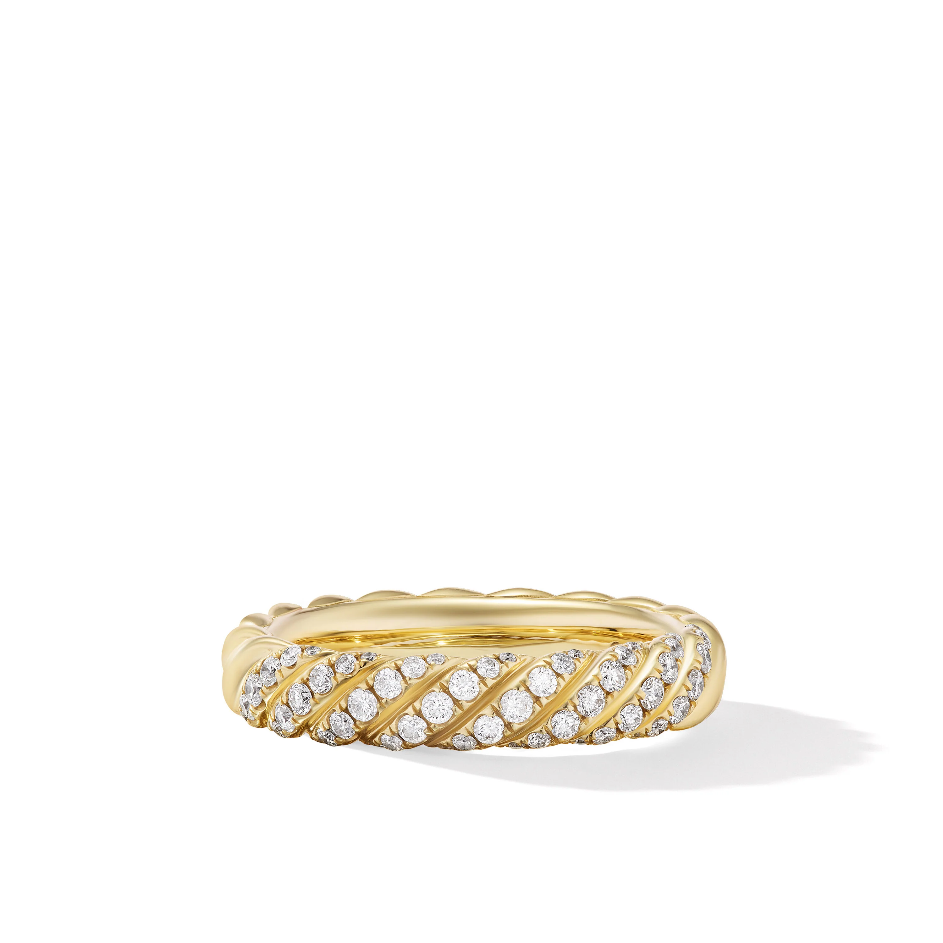 David Yurman Sculpted Cable Band Ring In 18k Yellow Gold With Diamonds, 4.6mm
