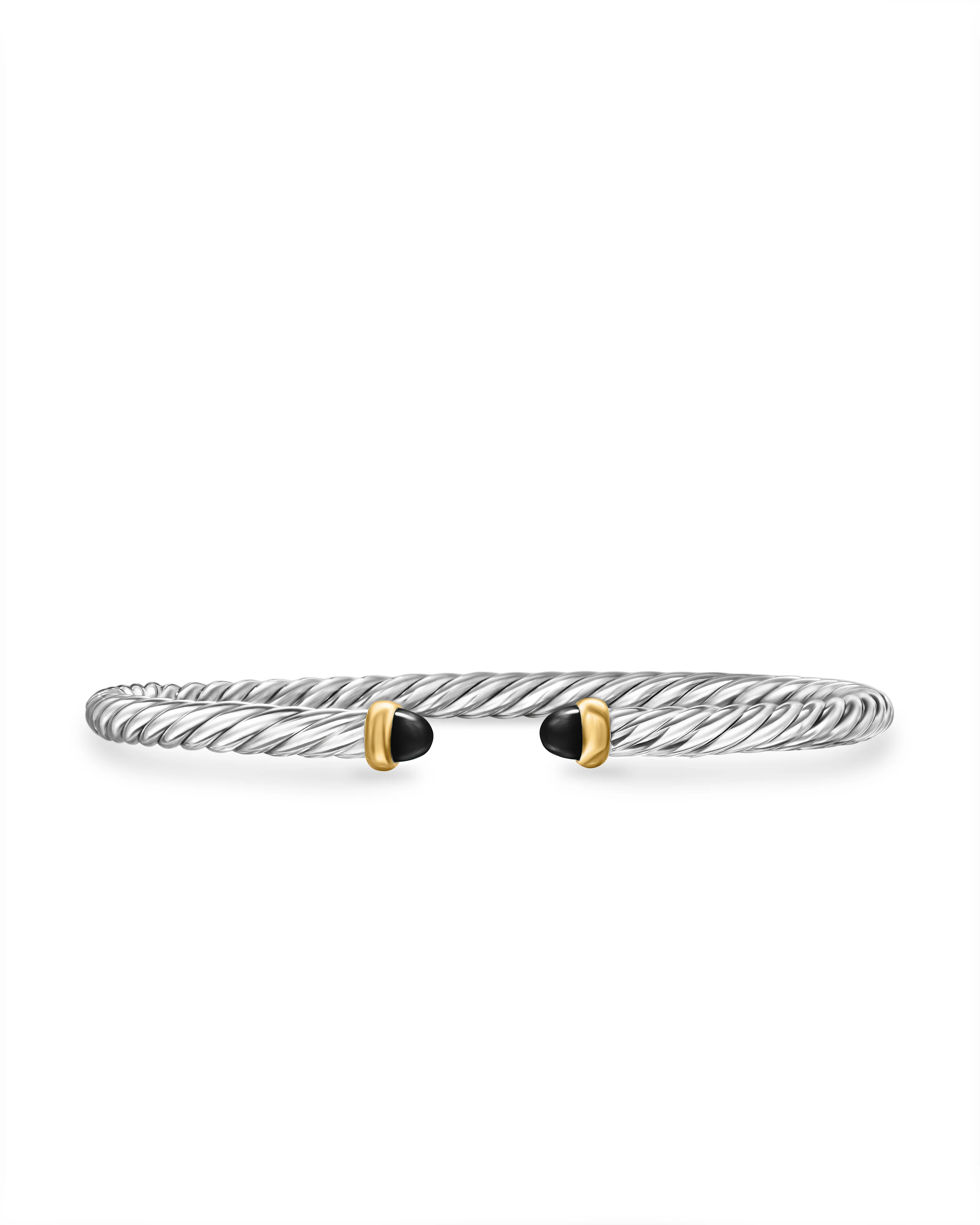David Yurman Cable Flex Bracelet In Sterling Silver With 14k Yellow Gold And Black Onyx, 4mm