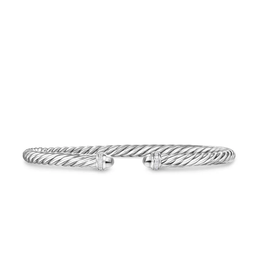 David Yurman Cablespira Flex® Bracelet In Sterling Silver With Diamonds, 4mm