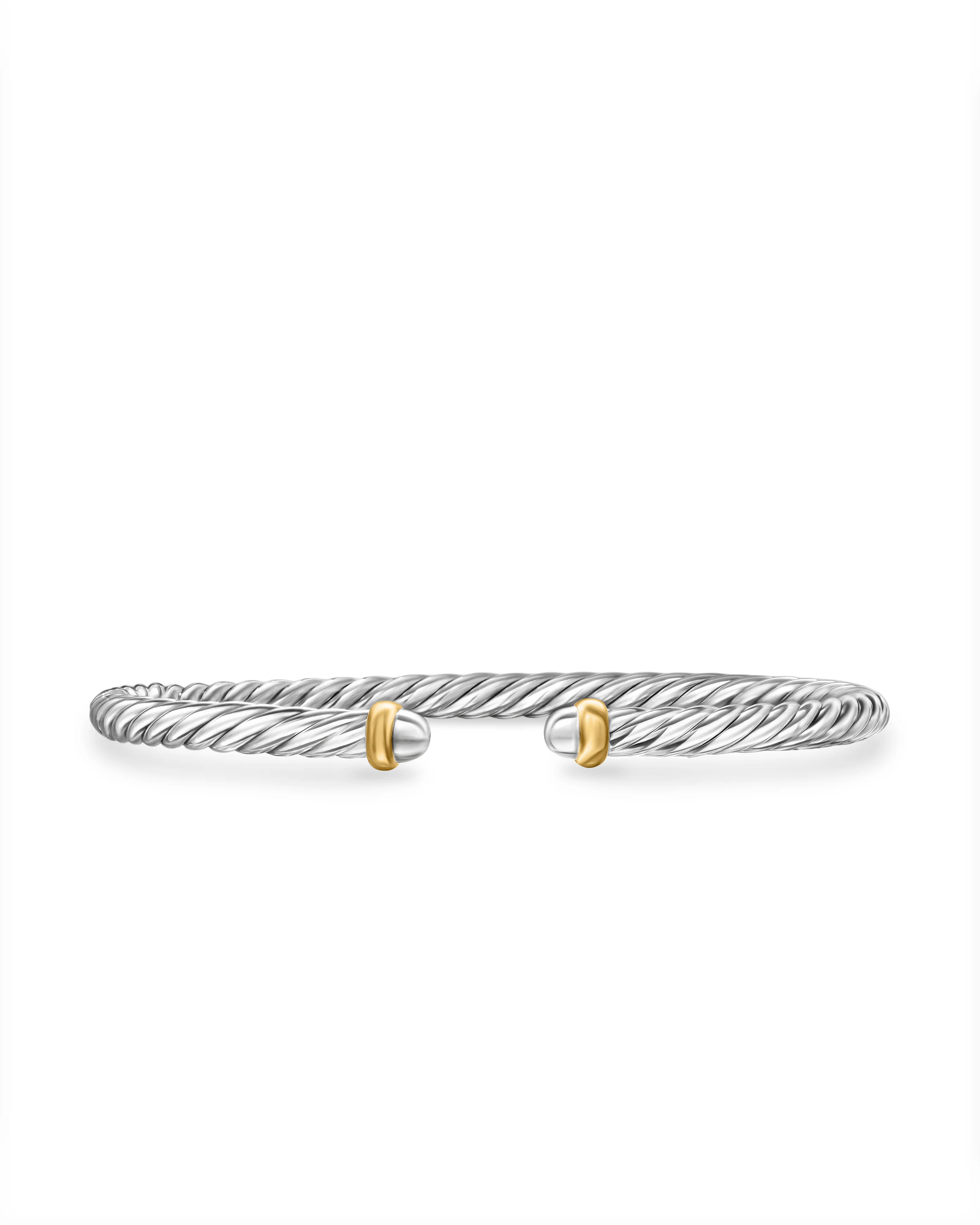 David Yurman Cable Flex Bracelet In Sterling Silver With 14k Yellow Gold, 4mm