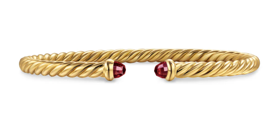 David Yurman Cablespira Flex® Bracelet In 18k Yellow Gold With Rhodolite Garnet, 4mm