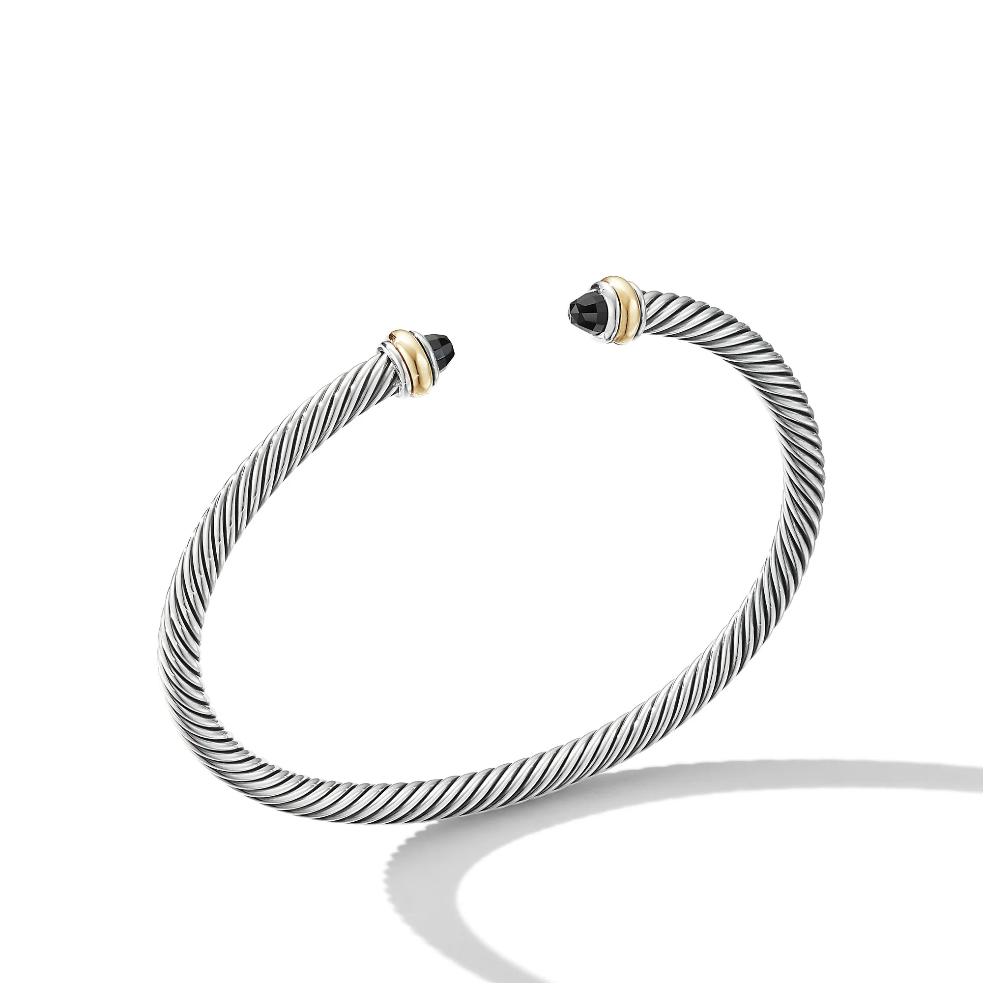 David Yurman Classic Cable Bracelet In Sterling Silver With 18k Yellow Gold And Black Onyx, 4mm