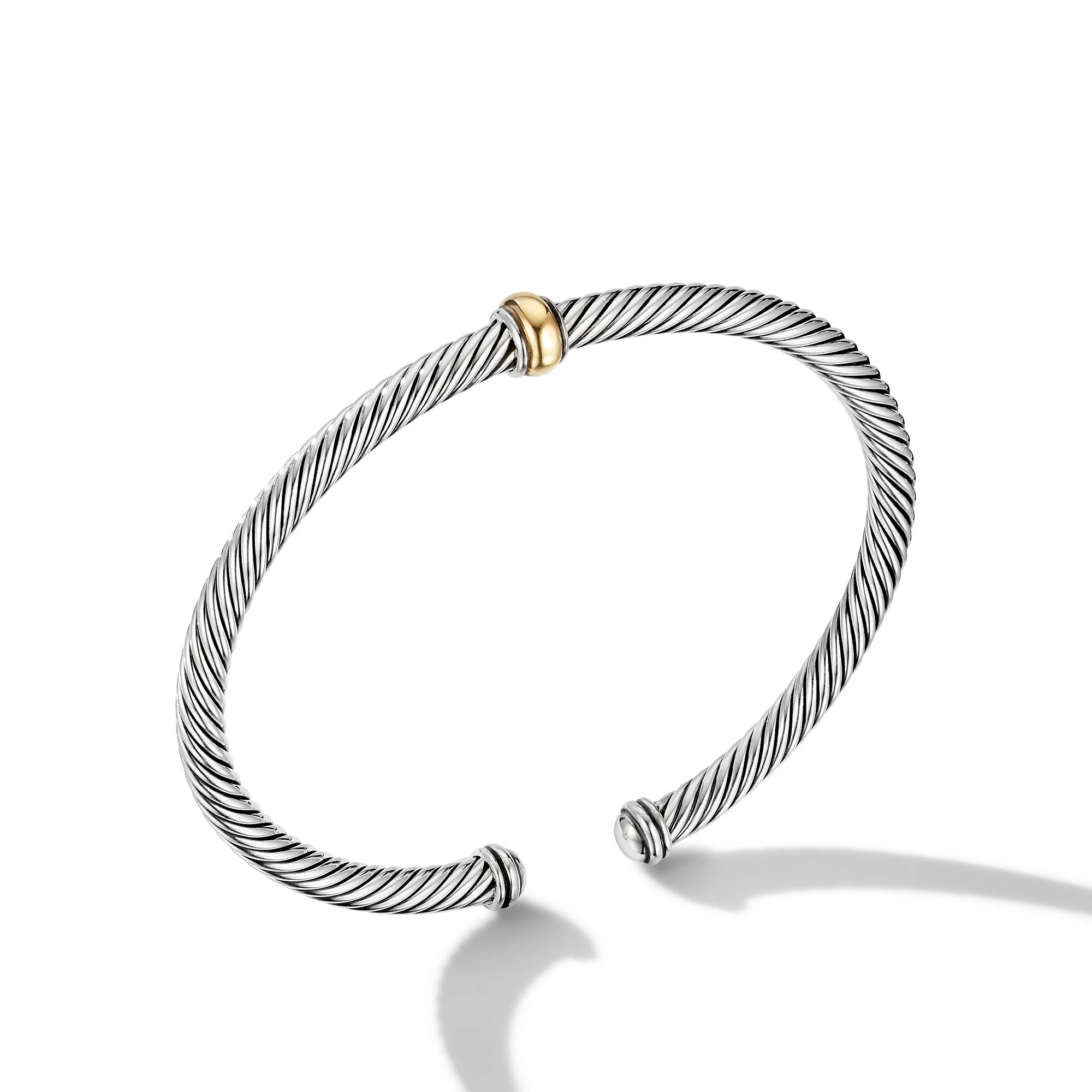 David Yurman Classic Cable Station Bracelet In Sterling Silver With 18k Yellow Gold, 4mm