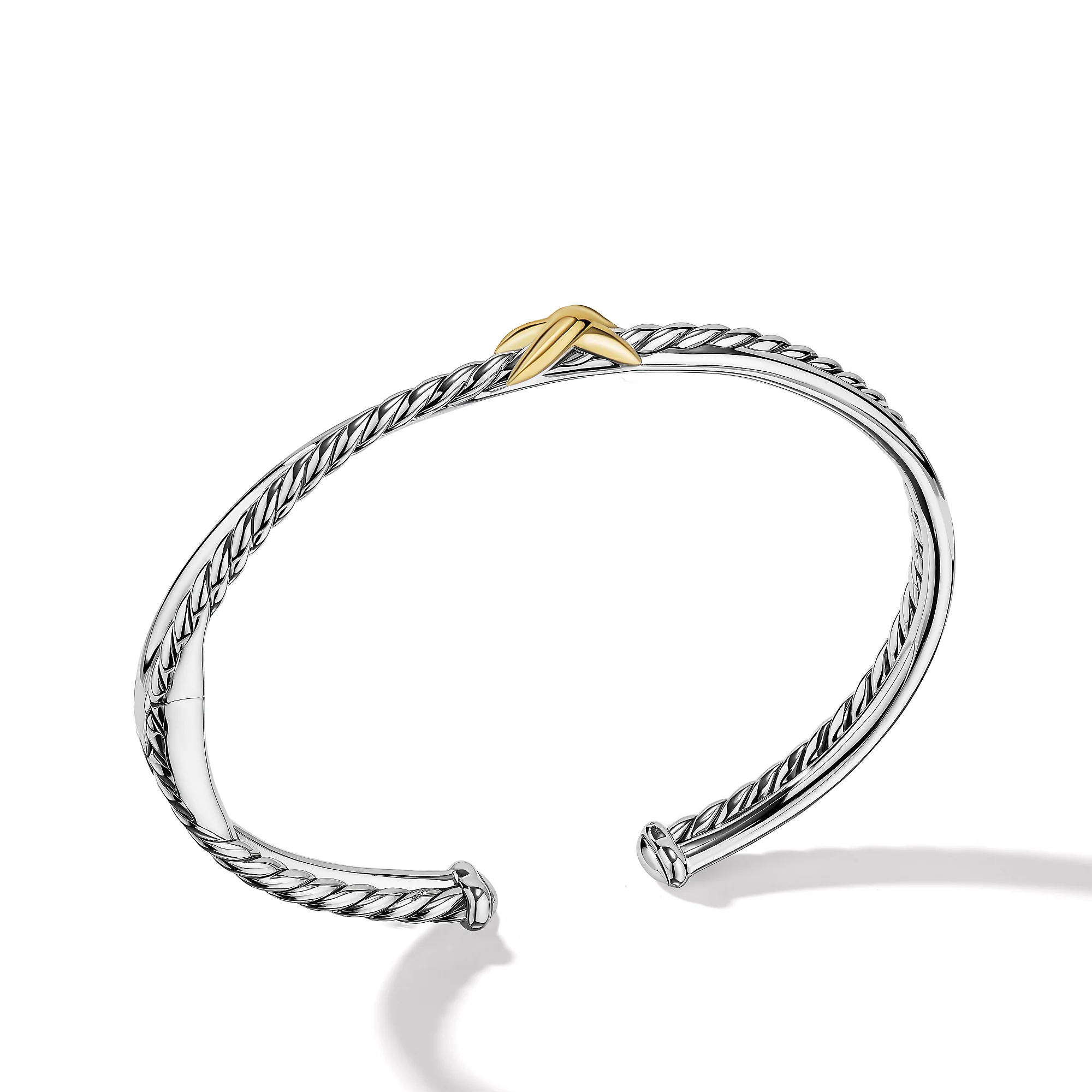 David Yurman Petite X Center Station Bracelet In Sterling Silver With 18k Yellow Gold, 5.2mm