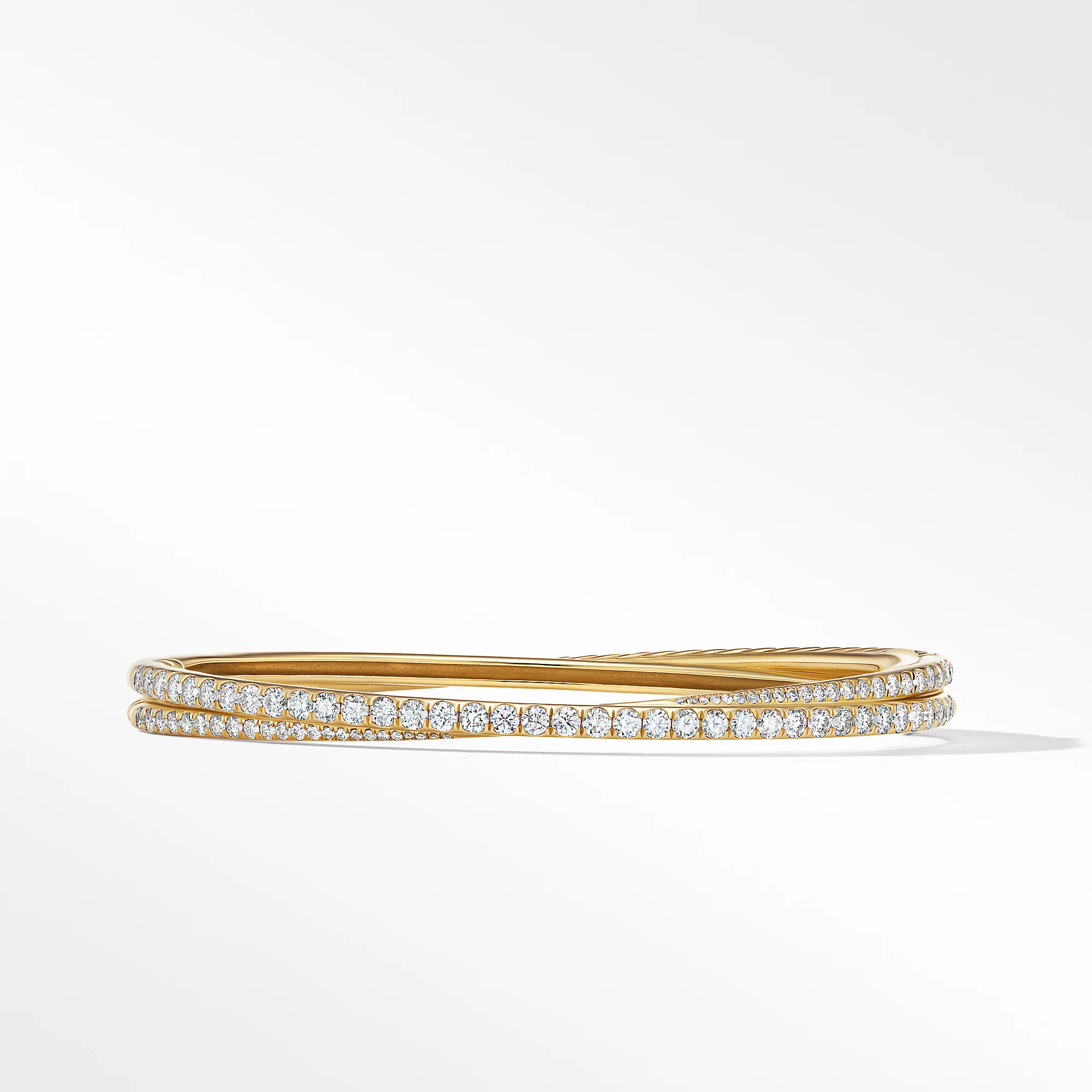 David Yurman Pavé Crossover Two Row Bracelet In 18k Yellow Gold With Diamonds, 5.5mm