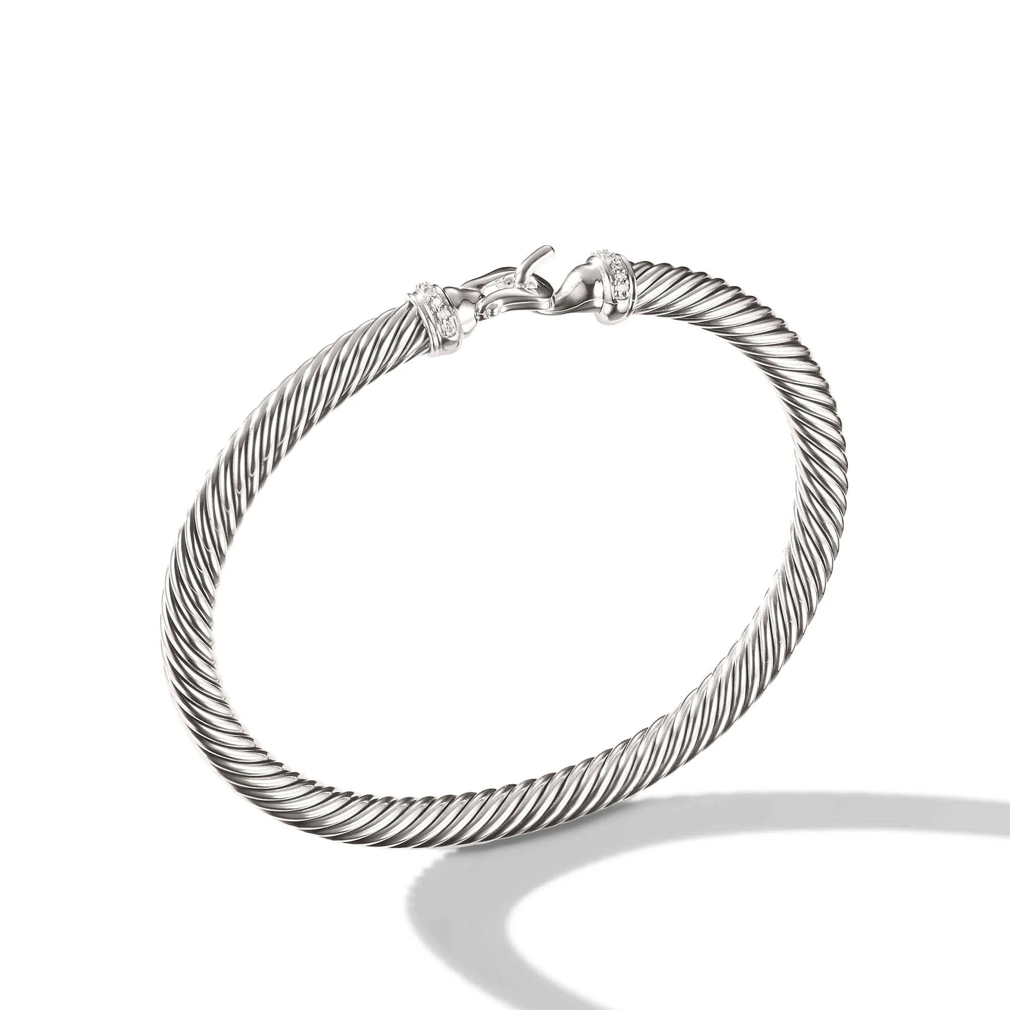 David Yurman 5 Mm Buckle Bracelet In Sterling Silver With Diamonds