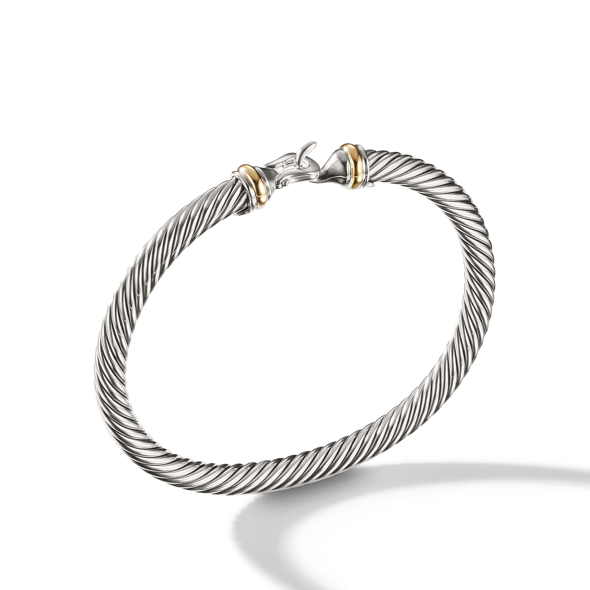 David Yurman Buckle Classic Cable Bracelet In Sterling Silver With 18k Yellow Gold, 5mm