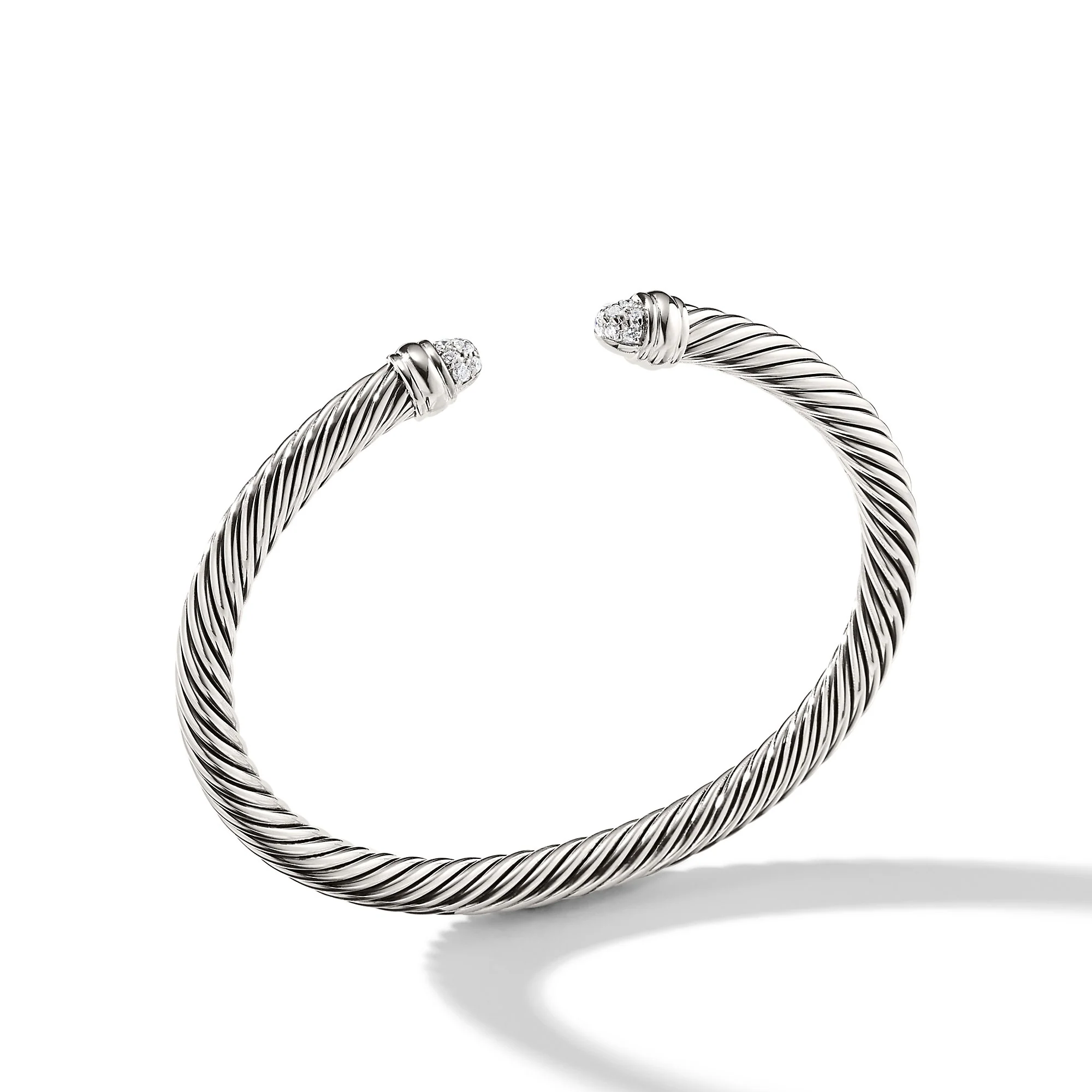 David Yurman Classic Cable Bracelet In Sterling Silver With Pavé Diamond Domes, 5mm