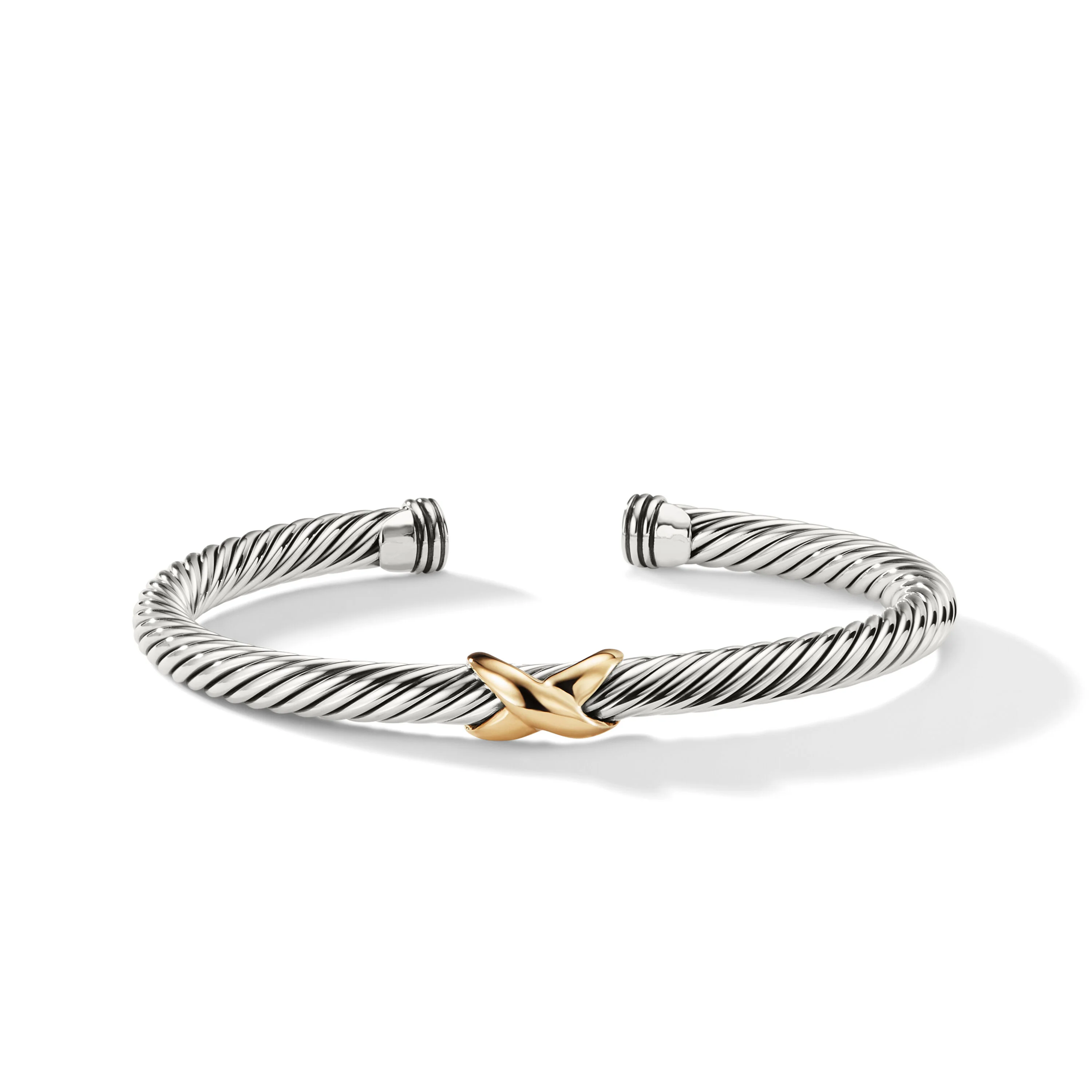David Yurman X Classic Cable Station Bracelet In Sterling Silver With 14k Yellow Gold, 5mm