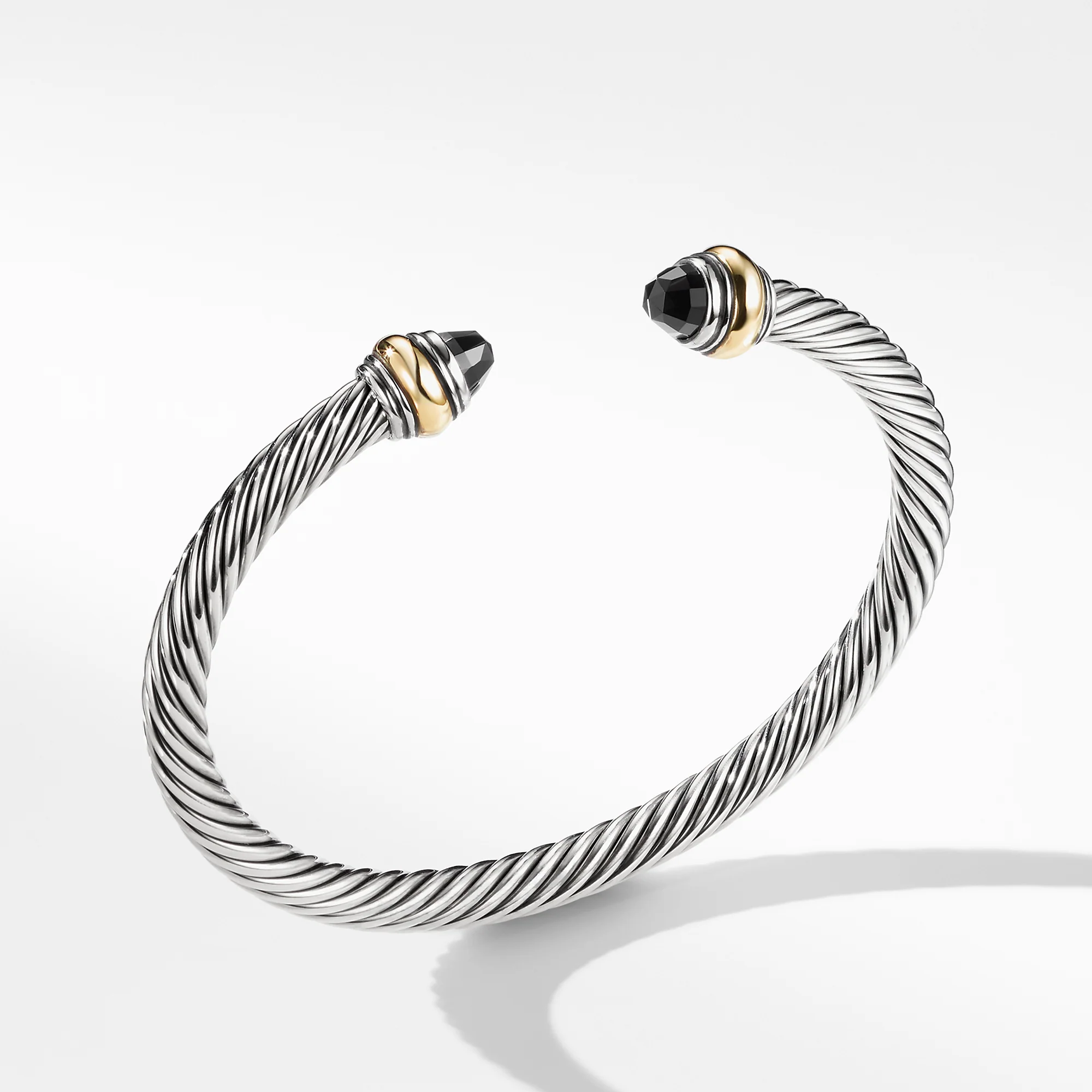 David Yurman Classic Cable Bracelet In Sterling Silver With 14k Yellow Gold And Black Onyx, 5mm